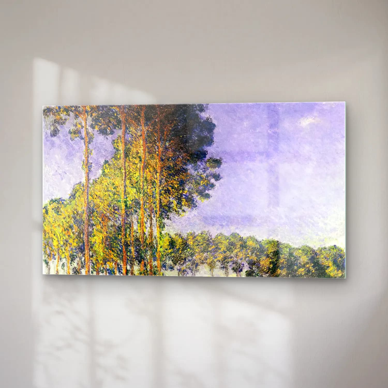 Claude Monet – Poplars at the Banks of Epte cam tablo — sağ açıdan görünüm