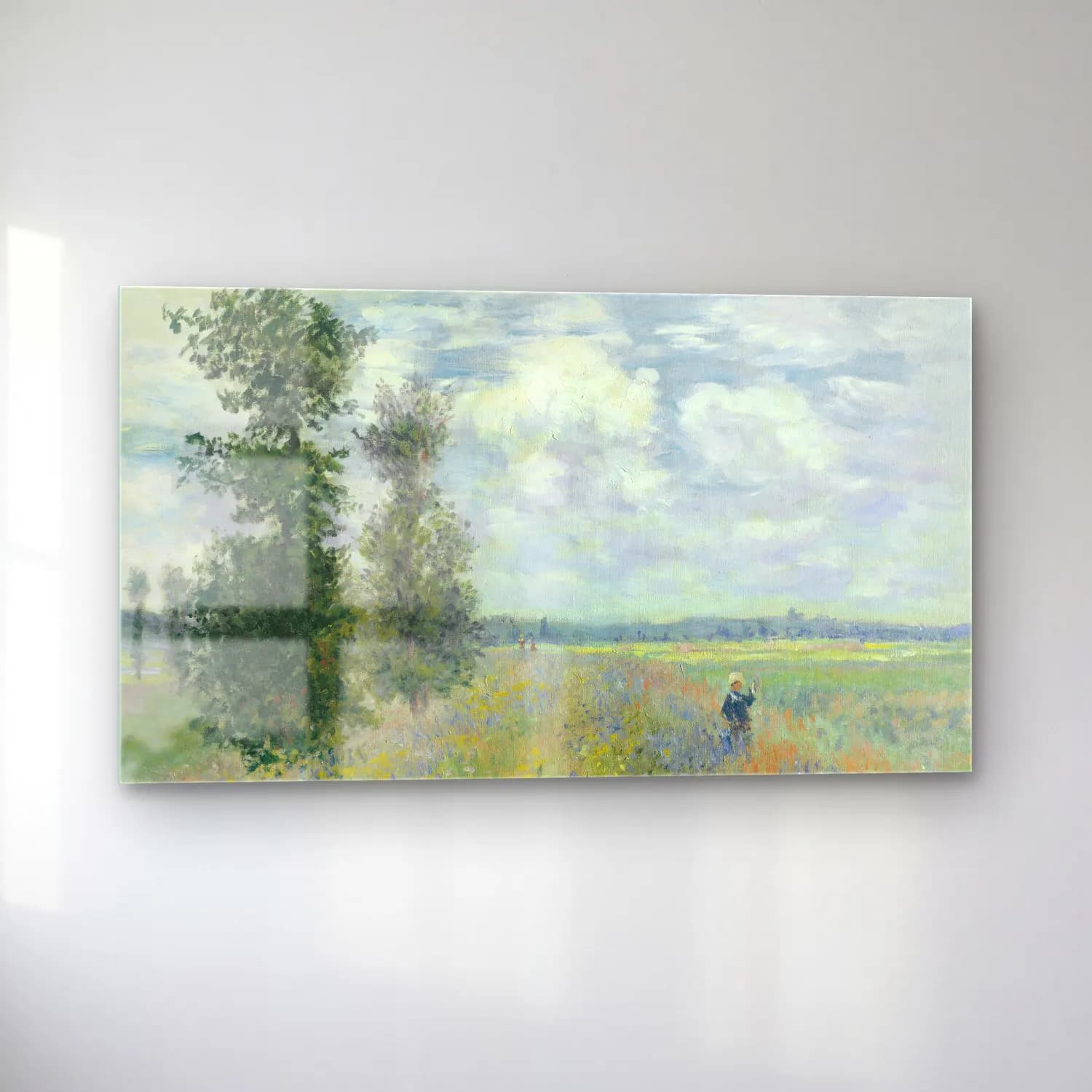 Claude Monet – Poppy Fields near Argenteuil cam tablo — sol açıdan görünüm