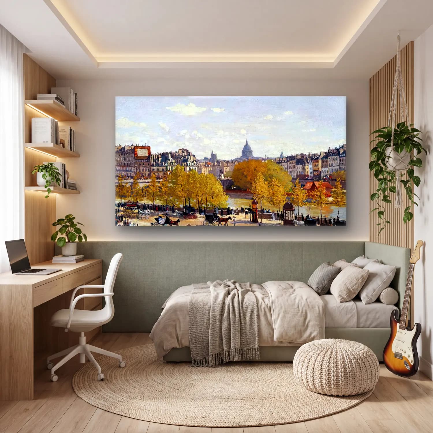 Claude Monet – Quai du Louvre, Paris cam tablo — genç odasında