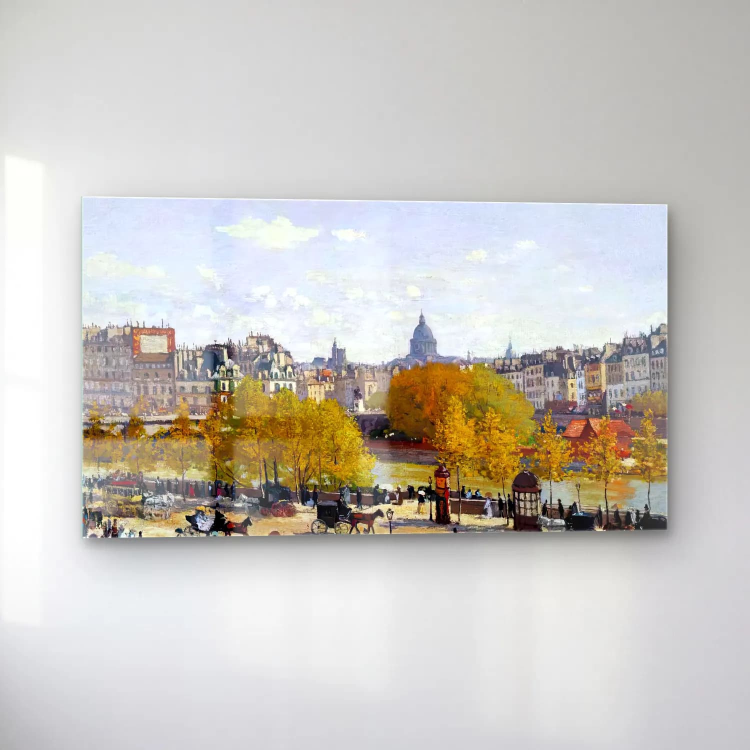 Claude Monet – Quai du Louvre, Paris cam tablo — sol açıdan görünüm