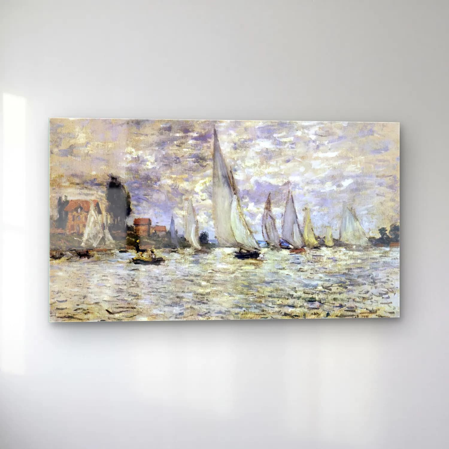 Claude Monet – Regatta at Argenteuil cam tablo — sol açıdan görünüm