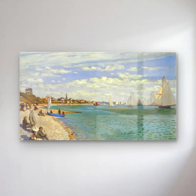 Claude Monet – Regatta at Sainte-Adresse cam tablo — Claude Monet – Regatta at Sainte-Adresse — empresyonist yelkenliler