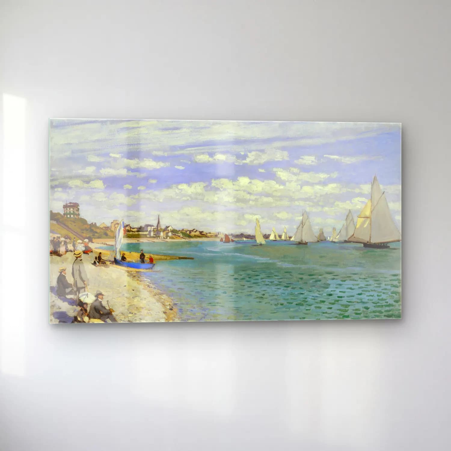 Claude Monet – Regatta at Sainte-Adresse cam tablo — sol açıdan görünüm
