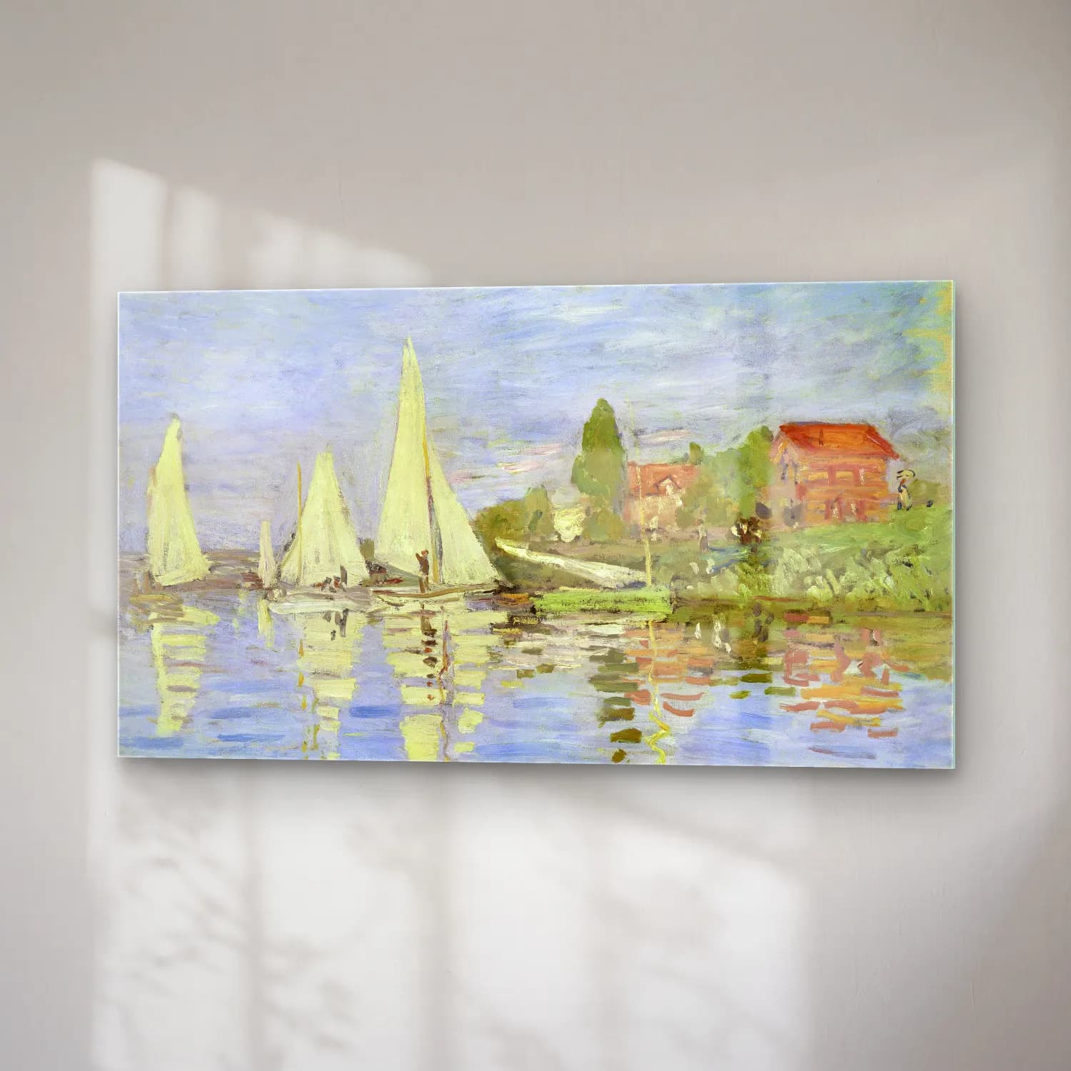 Claude Monet – Regattas at Argenteuil cam tablo — sağ açıdan görünüm