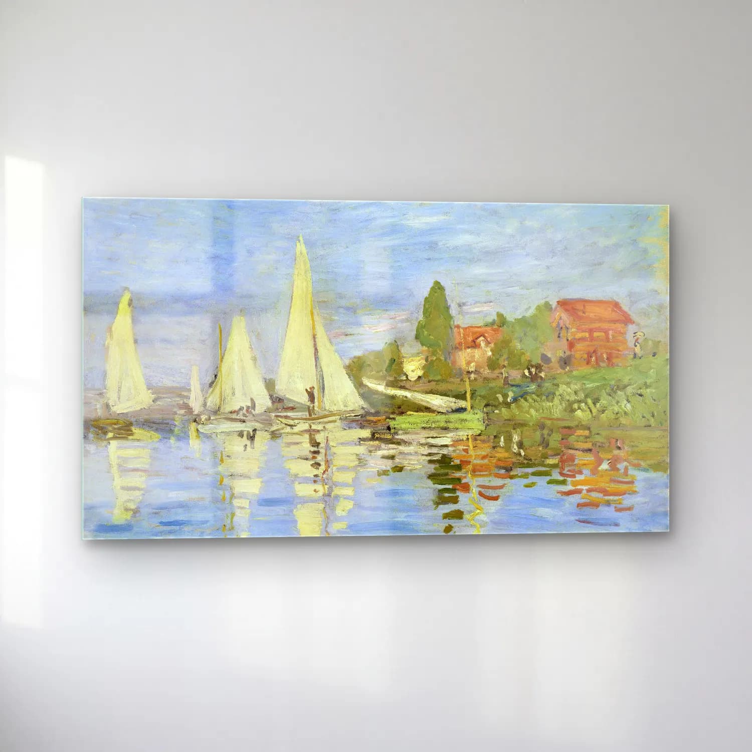 Claude Monet – Regattas at Argenteuil cam tablo — sol açıdan görünüm