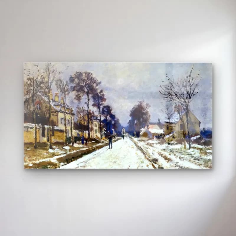 Claude Monet – Road at Louveciennes, Snow Effect cam tablo — Claude Monet – Road at Louveciennes, Snow Effect — empresyonist karlı kış manzarası