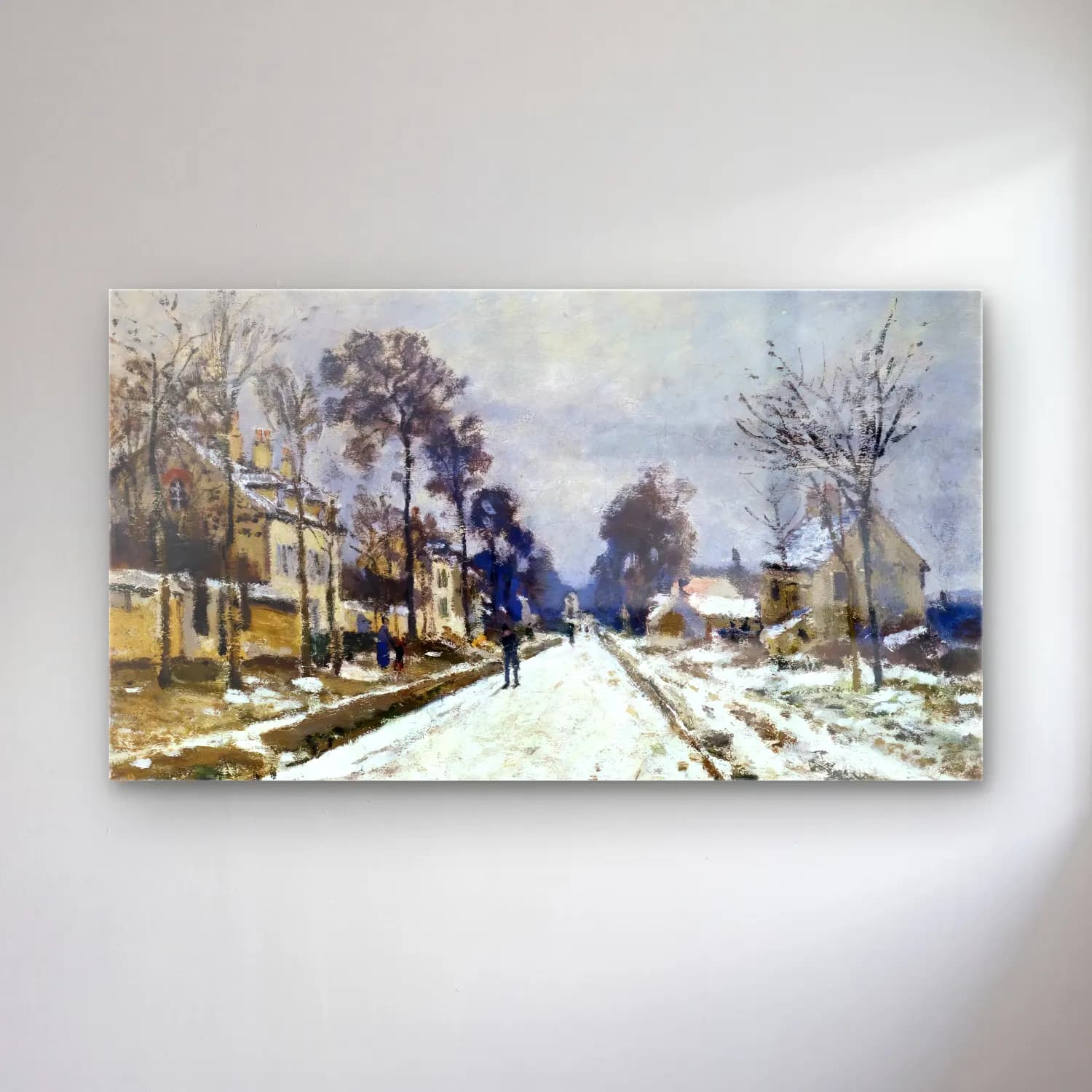 Claude Monet – Road at Louveciennes, Snow Effect cam tablo — Claude Monet – Road at Louveciennes, Snow Effect — empresyonist karlı kış manzarası