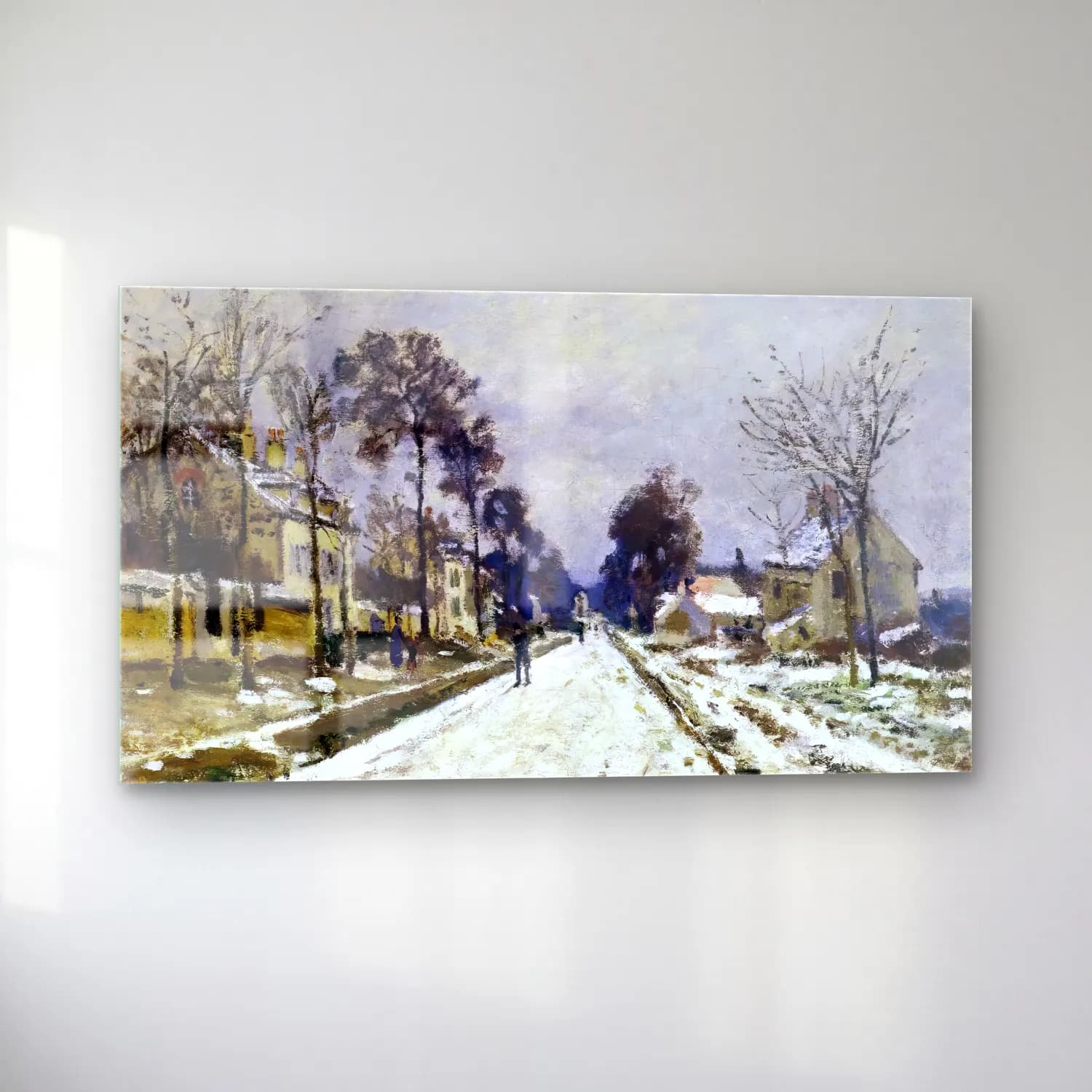 Claude Monet – Road at Louveciennes, Snow Effect cam tablo — sol açıdan görünüm