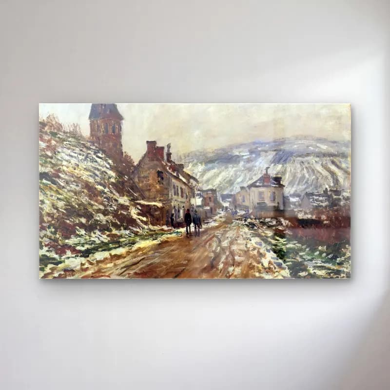 Claude Monet – Road into Vétheuil in Winter cam tablo — Claude Monet – Road into Vétheuil in Winter — empresyonist köy sokağı