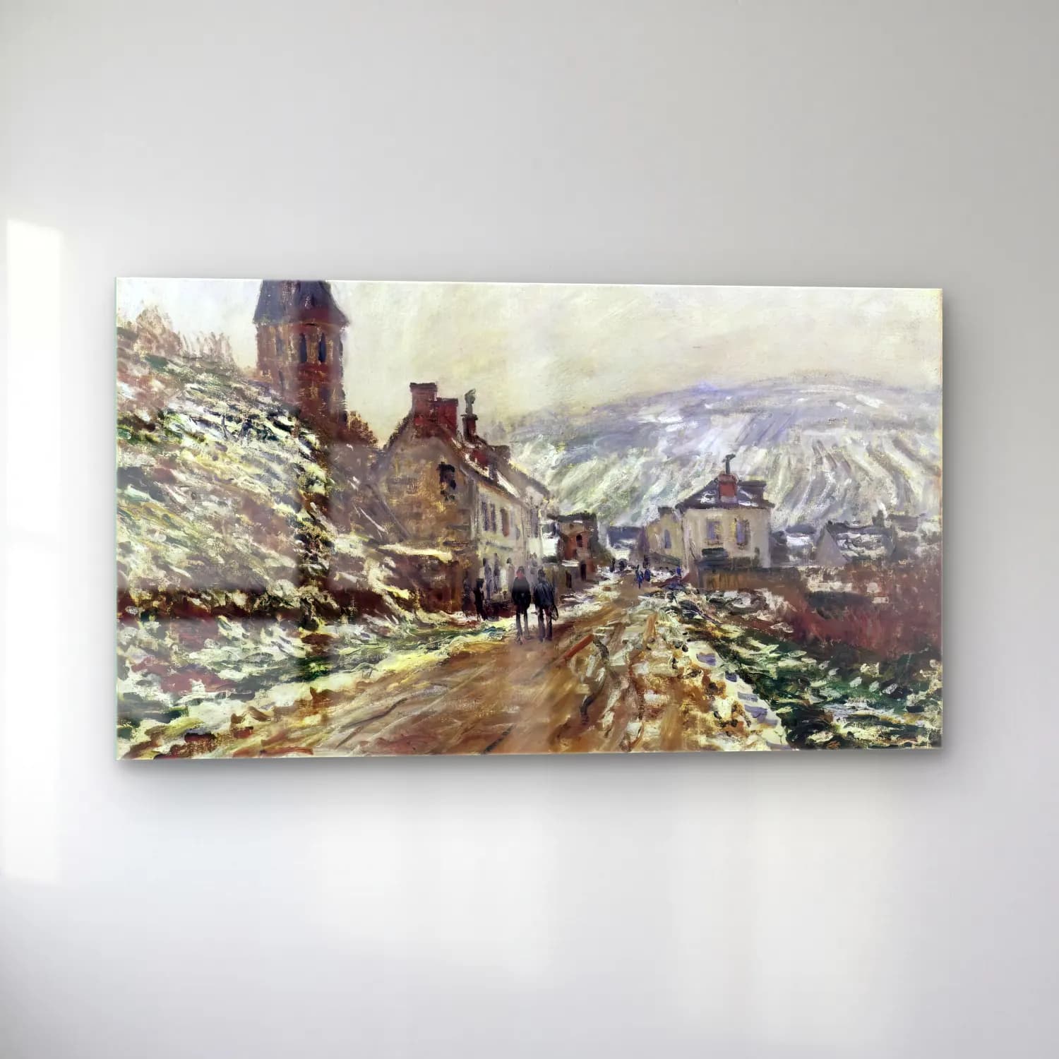 Claude Monet – Road into Vétheuil in Winter cam tablo — sol açıdan görünüm