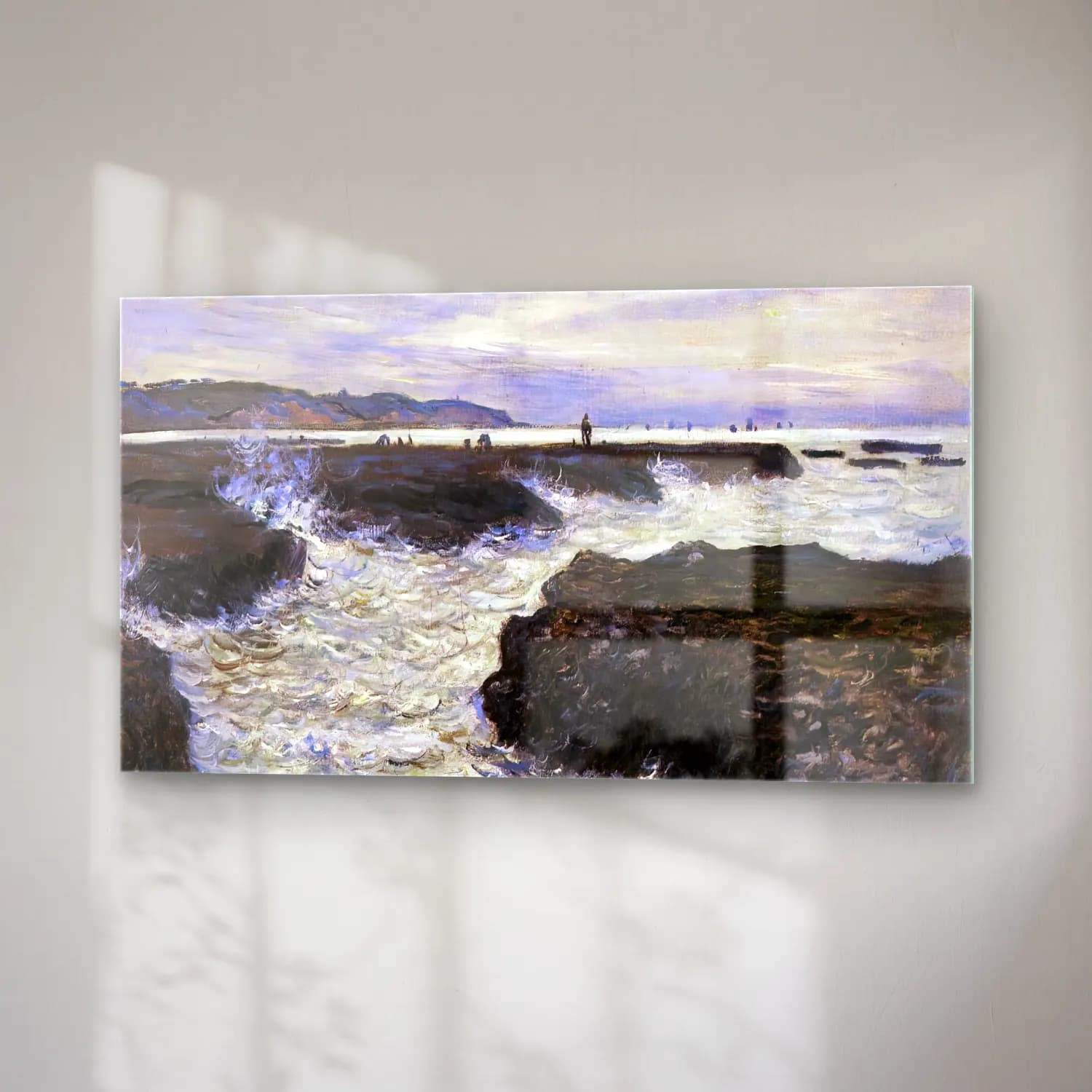 Claude Monet – Rocks near Pourville at Ebb Tide cam tablo — sağ açıdan görünüm