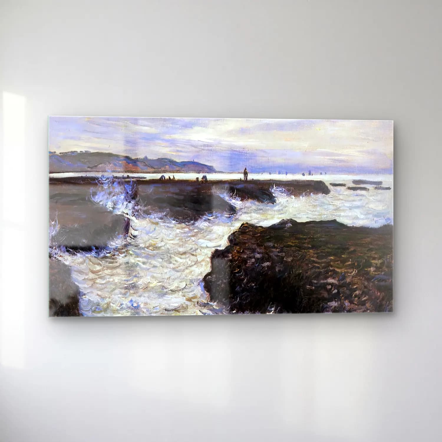 Claude Monet – Rocks near Pourville at Ebb Tide cam tablo — sol açıdan görünüm