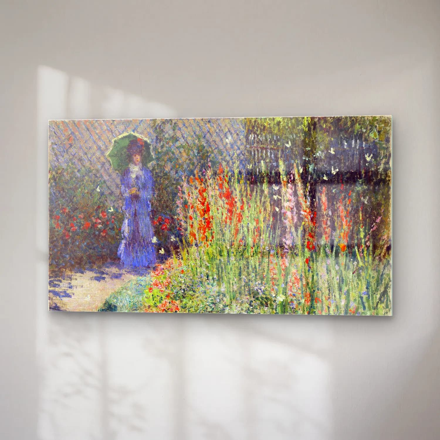 Claude Monet – Rounded Flower Bed cam tablo — sağ açıdan görünüm