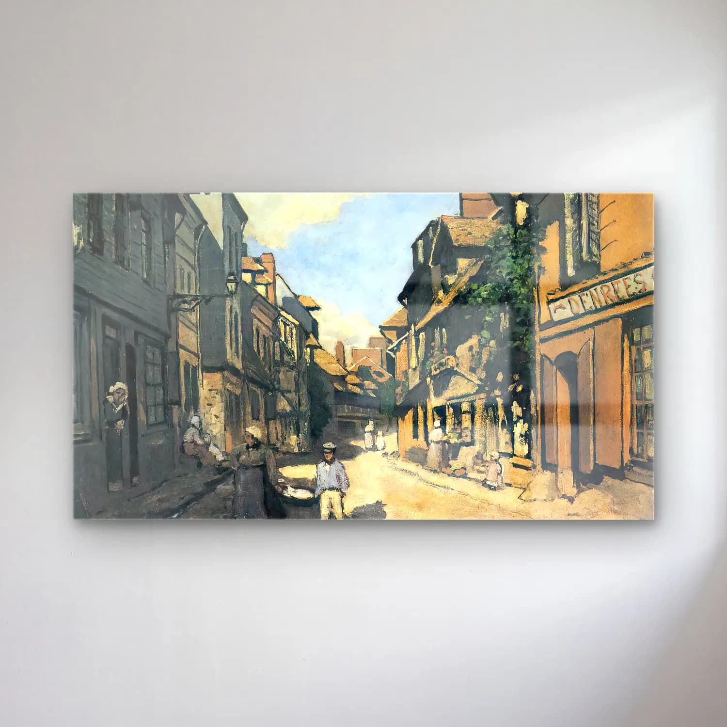 Claude Monet – Rue de la Bavolle, Honfleur cam tablo — Claude Monet – Rue de la Bavolle, Honfleur — empresyonist köy sokağı