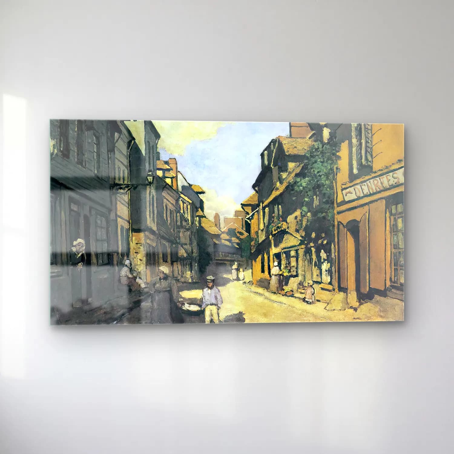 Claude Monet – Rue de la Bavolle, Honfleur cam tablo — sol açıdan görünüm