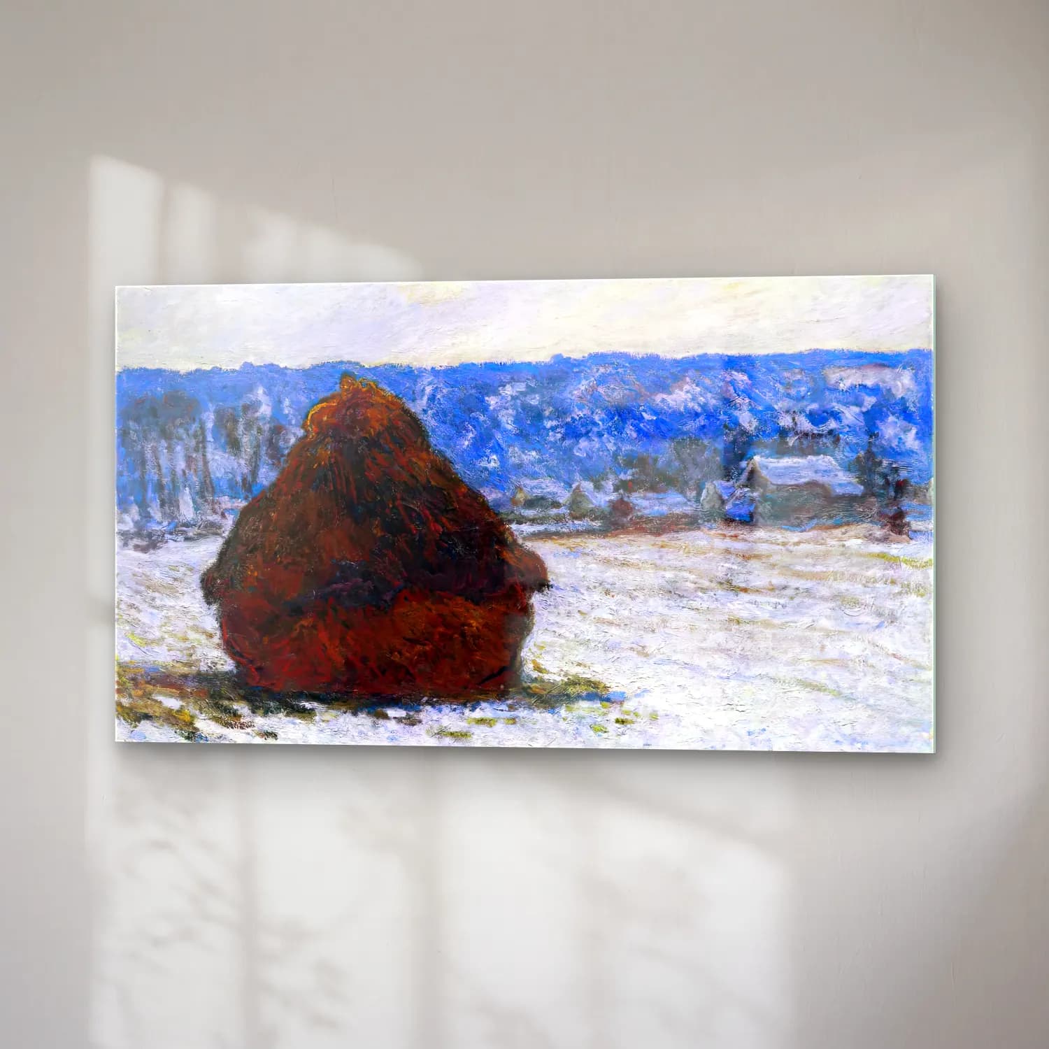 Claude Monet – Stack of Wheat, Snow Effect, Overcast Day cam tablo — sağ açıdan görünüm