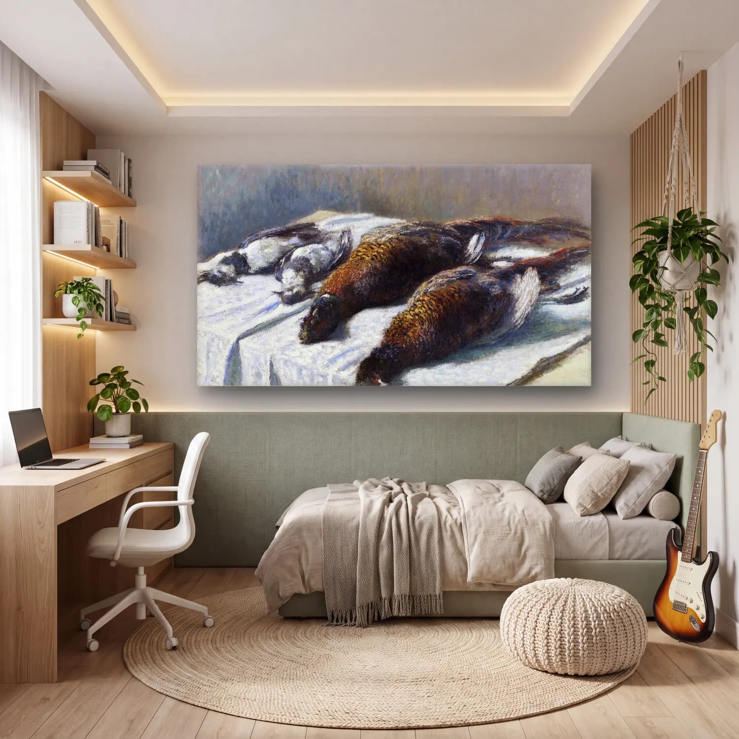 Claude Monet – Still Life with Pheasants and Plovers cam tablo — genç odasında
