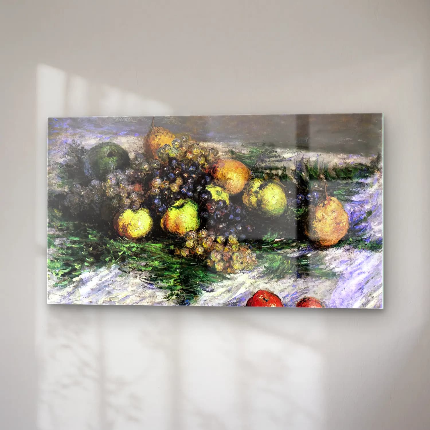Claude Monet – Still-Life with Pears and Grapes cam tablo — sağ açıdan görünüm