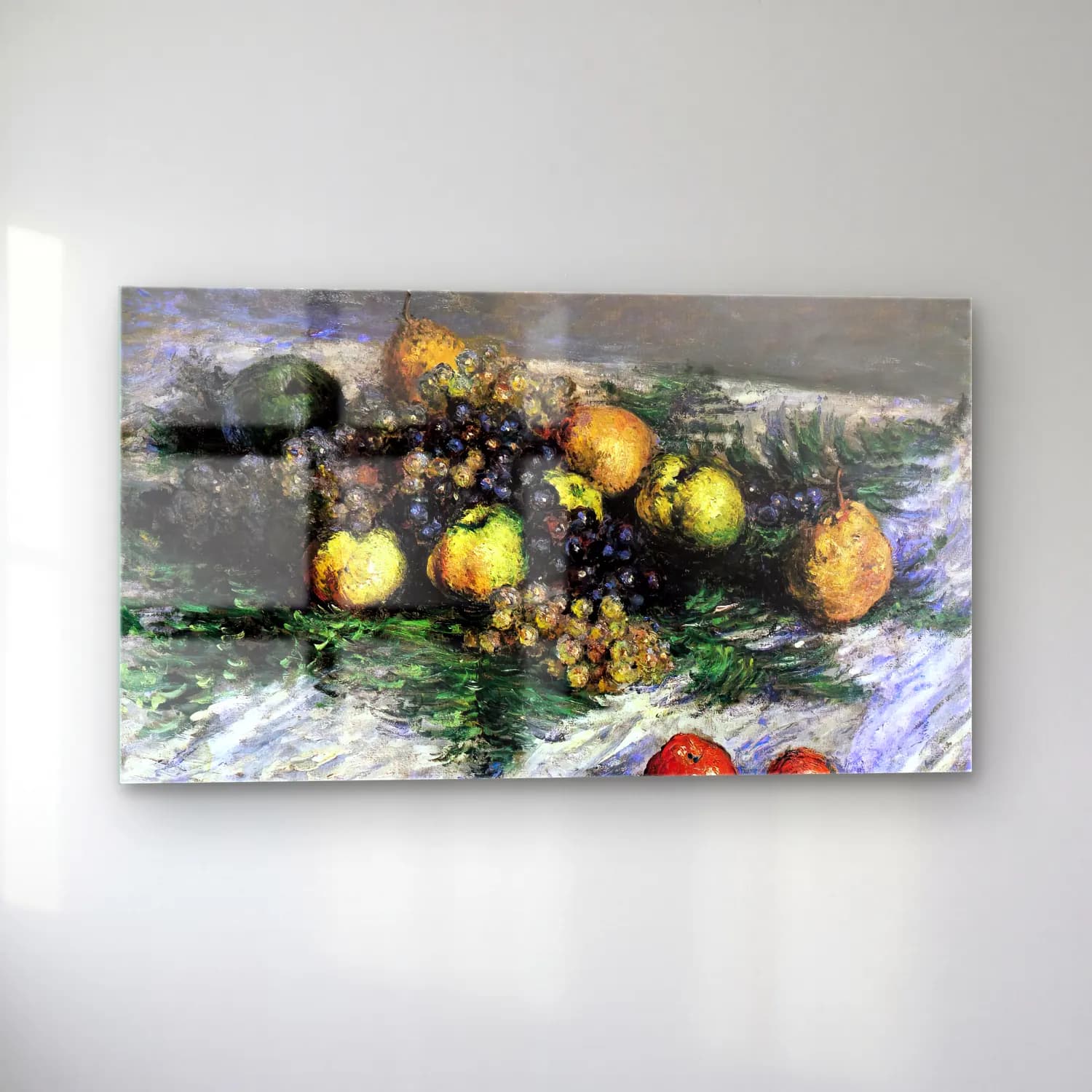 Claude Monet – Still-Life with Pears and Grapes cam tablo — sol açıdan görünüm