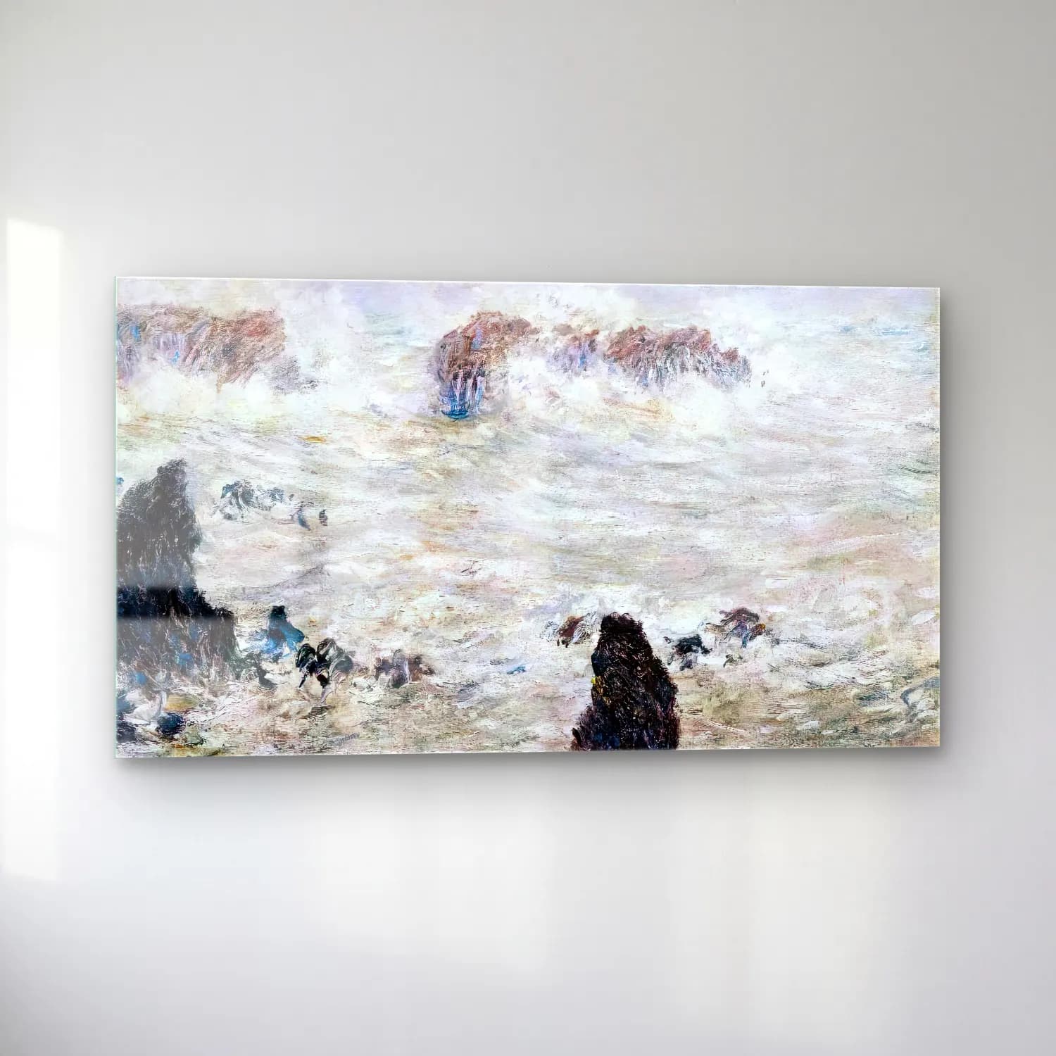 Claude Monet – Storm off Belle-Île cam tablo — sol açıdan görünüm