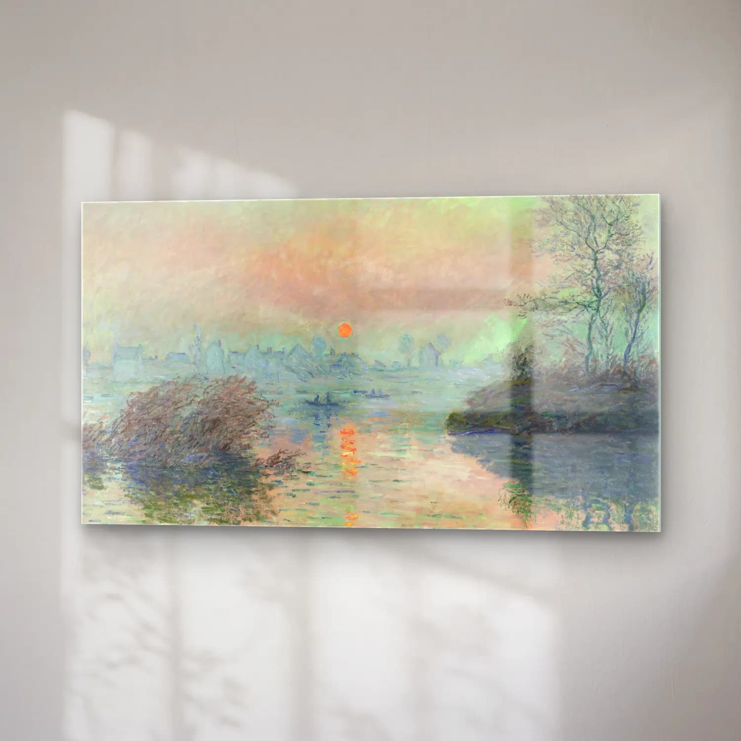 Claude Monet – Sun setting on the Seine at Lavacourt cam tablo — sağ açıdan görünüm