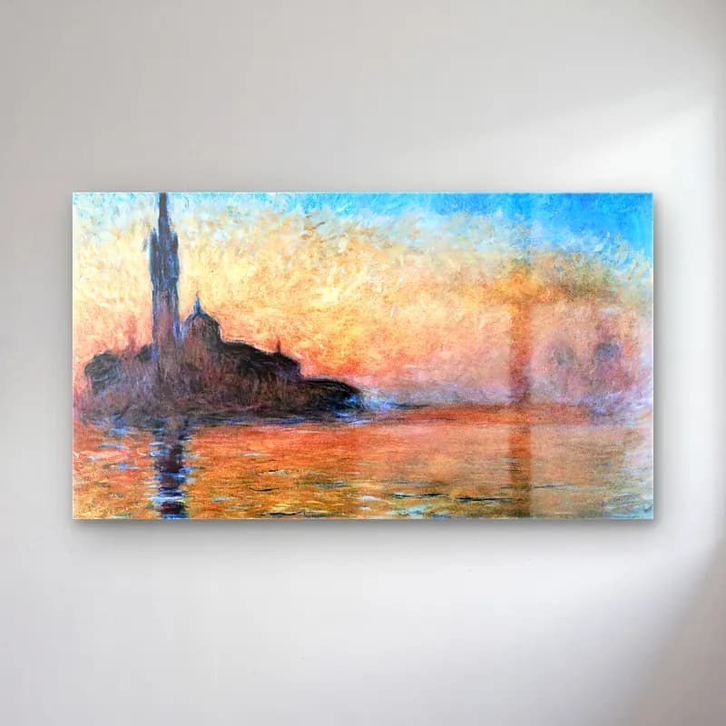 Claude Monet – Sunset in Venice cam tablo — Claude Monet – Sunset in Venice — empresyonist deniz feneri