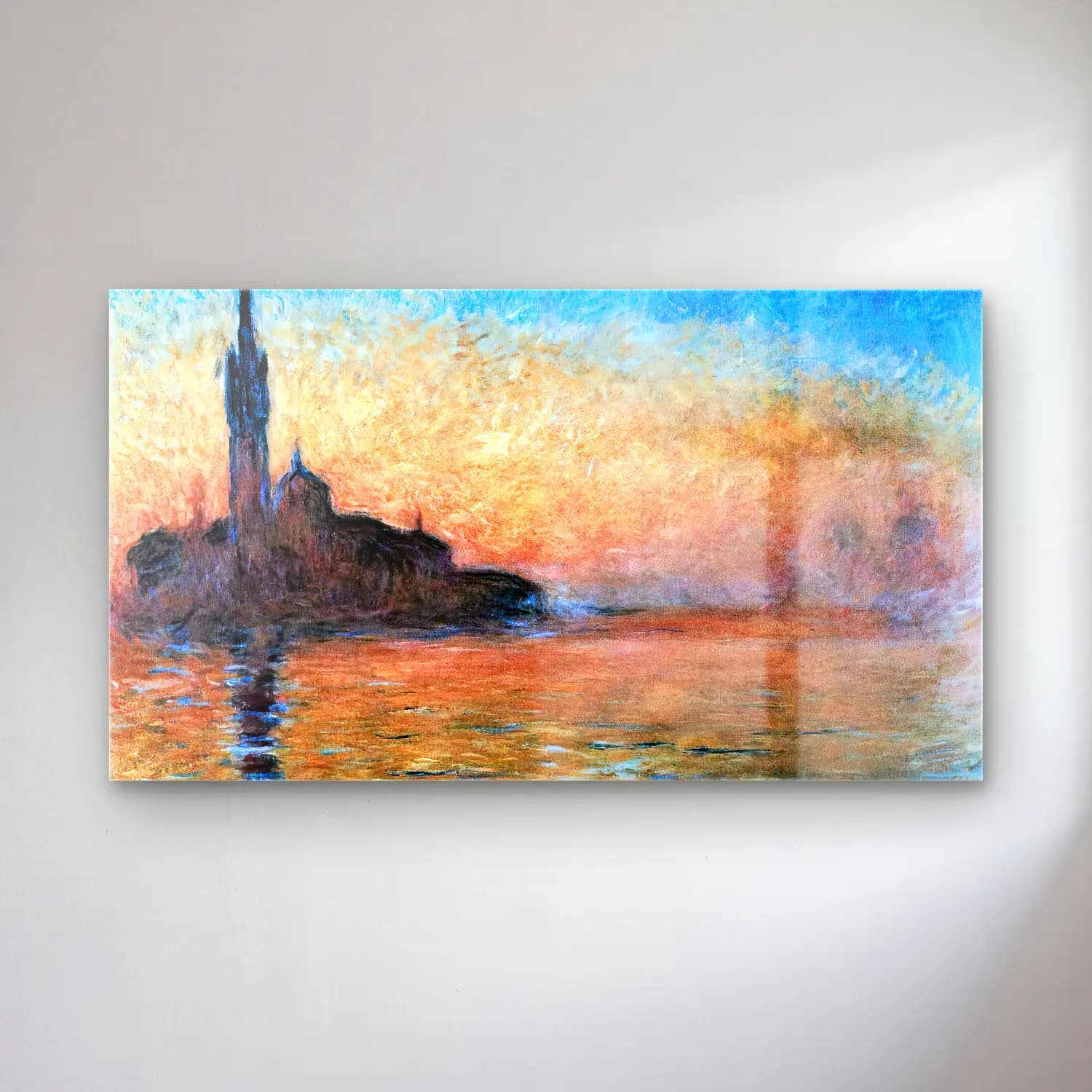 Claude Monet – Sunset in Venice cam tablo — Claude Monet – Sunset in Venice — empresyonist deniz feneri