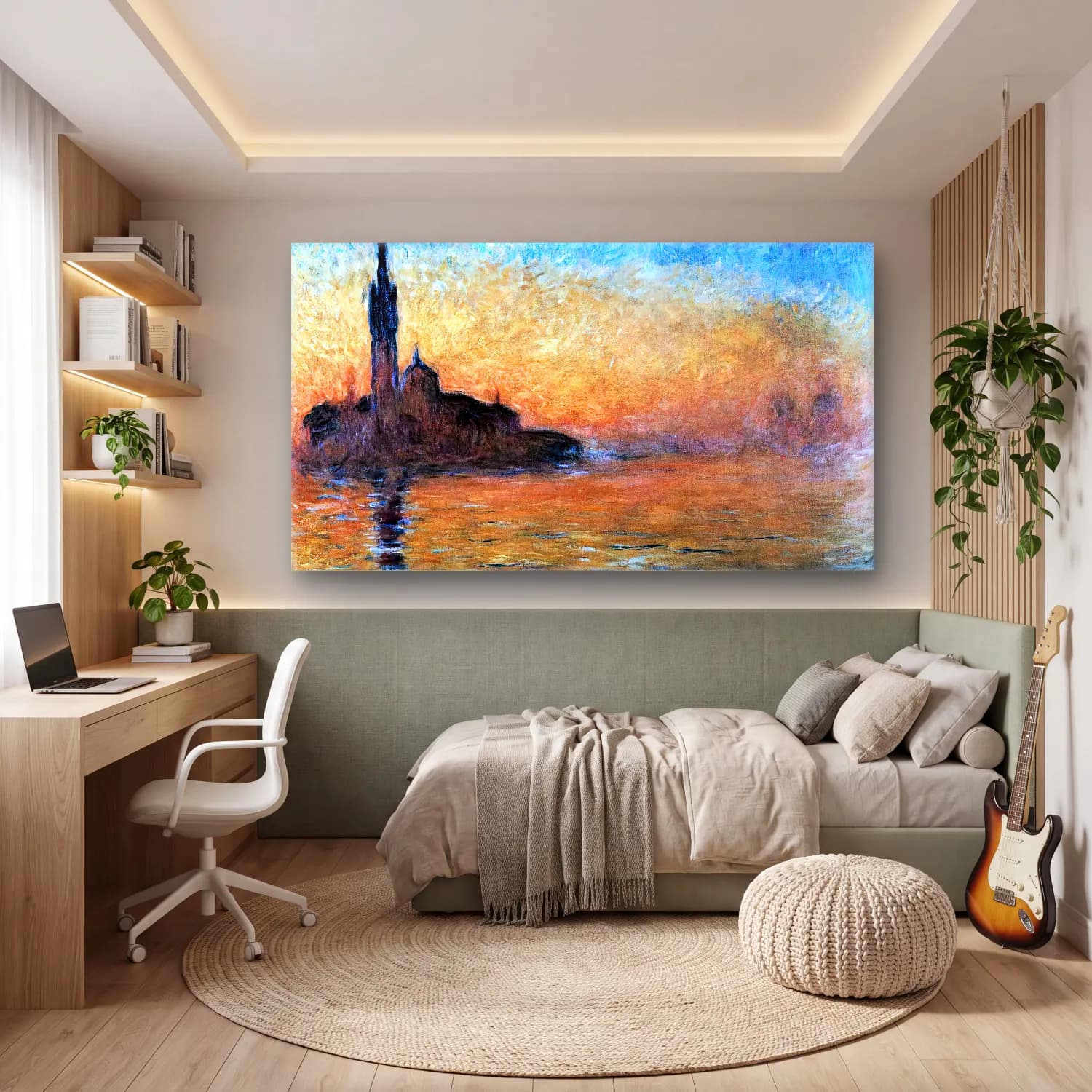 Claude Monet – Sunset in Venice cam tablo — genç odasında