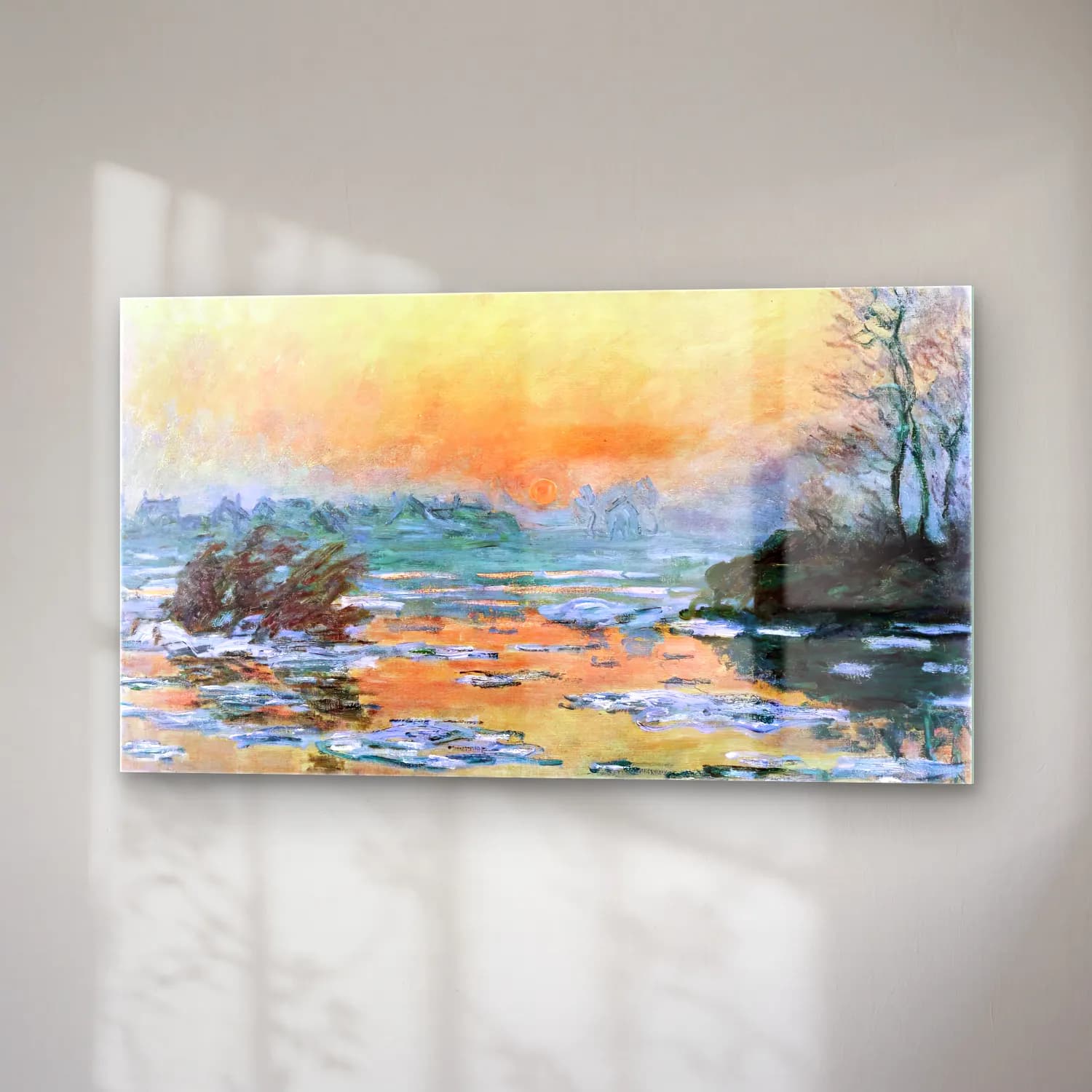 Claude Monet – Sunset on the Seine in Winter cam tablo — sağ açıdan görünüm