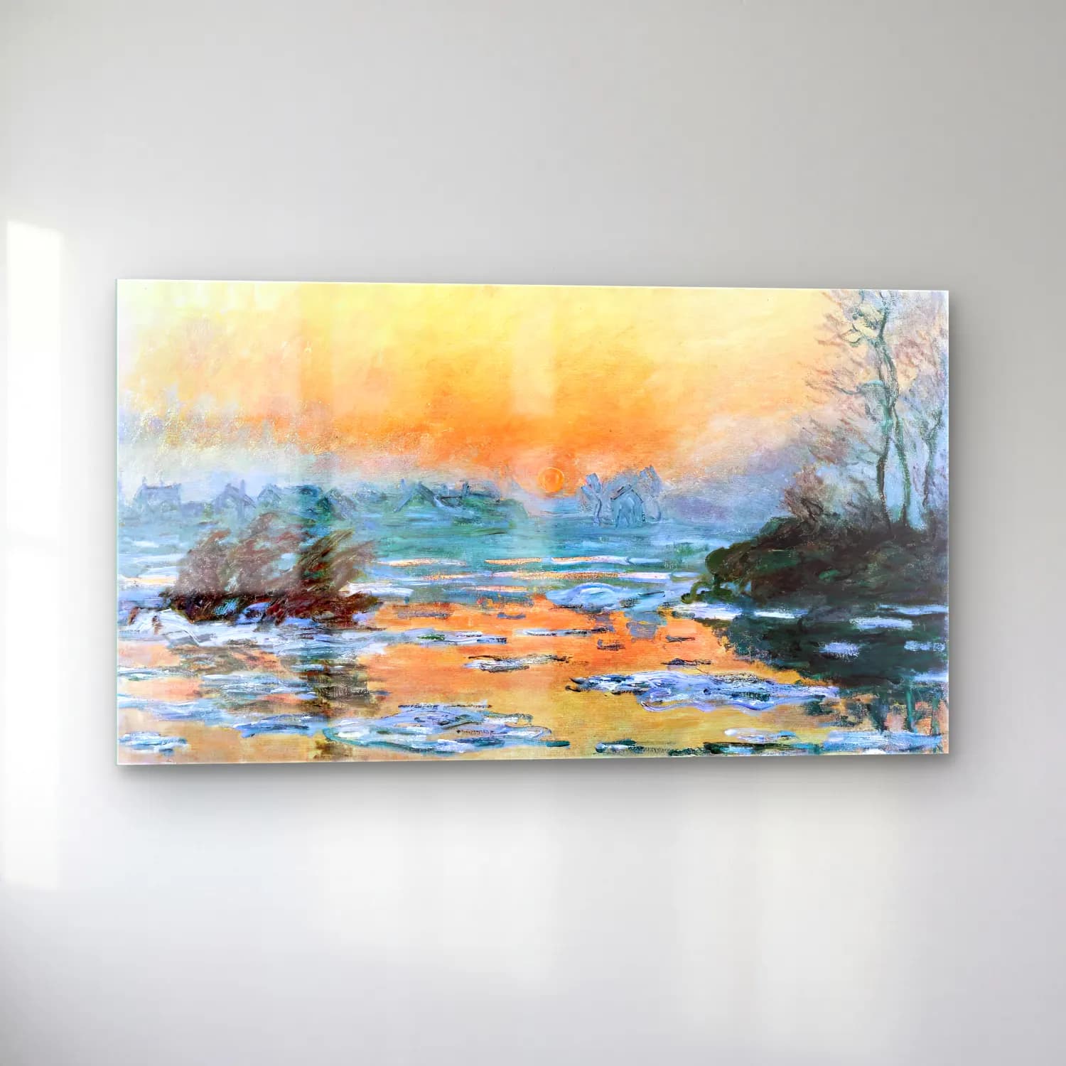 Claude Monet – Sunset on the Seine in Winter cam tablo — sol açıdan görünüm