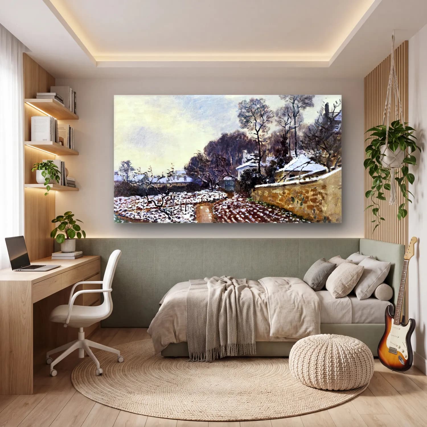 Claude Monet – Thaw in Argenteuil cam tablo — genç odasında
