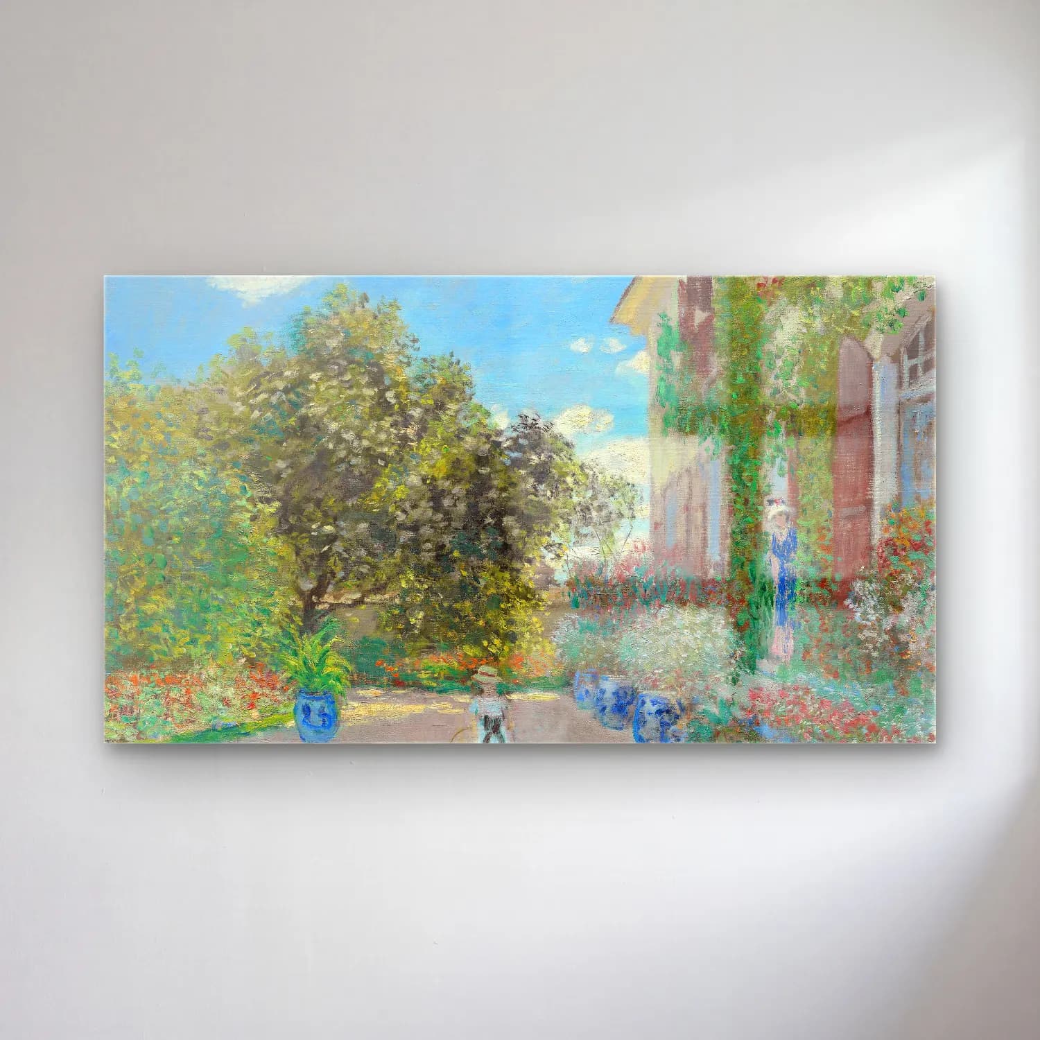 Claude Monet – The Artist s House at Argenteuil cam tablo — Claude Monet – The Artist s House at Argenteuil — empresyonist çiçek bahçesi