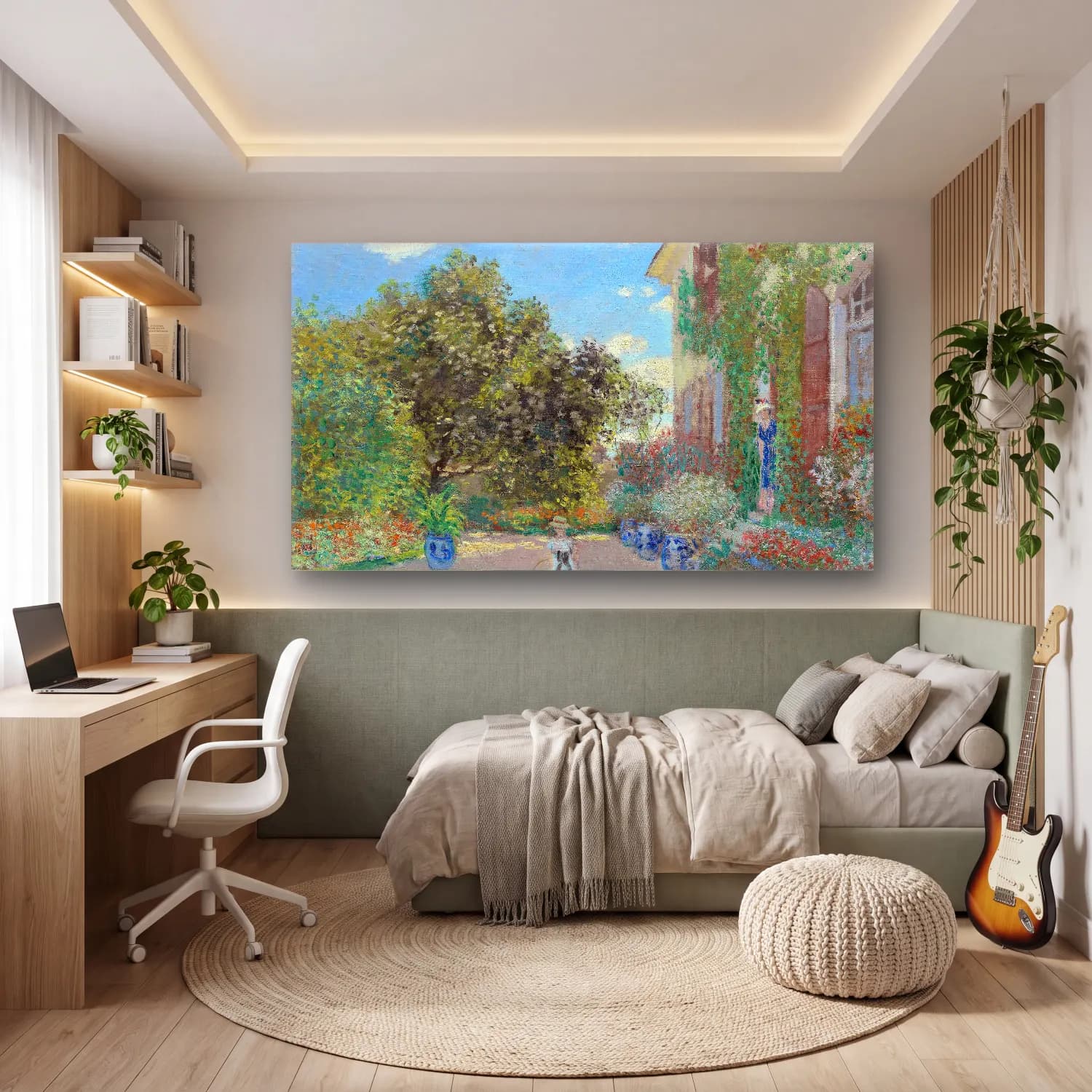 Claude Monet – The Artist s House at Argenteuil cam tablo — genç odasında