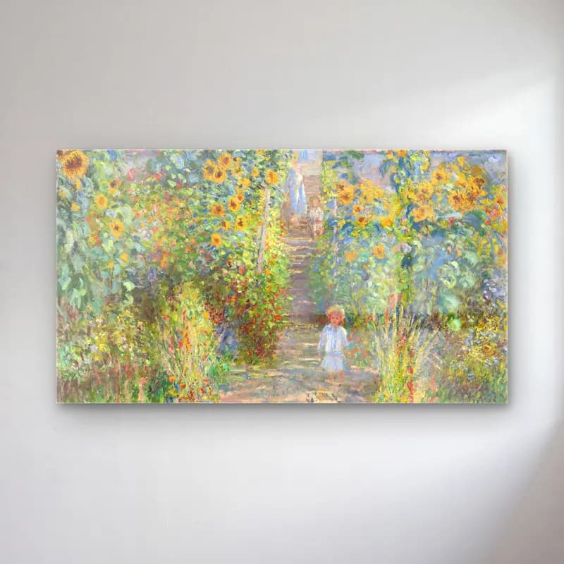 Claude Monet – The Artist‘s Garden at Vétheuil cam tablo — Claude Monet – The Artist‘s Garden at Vétheuil — empresyonist çiçek bahçesi