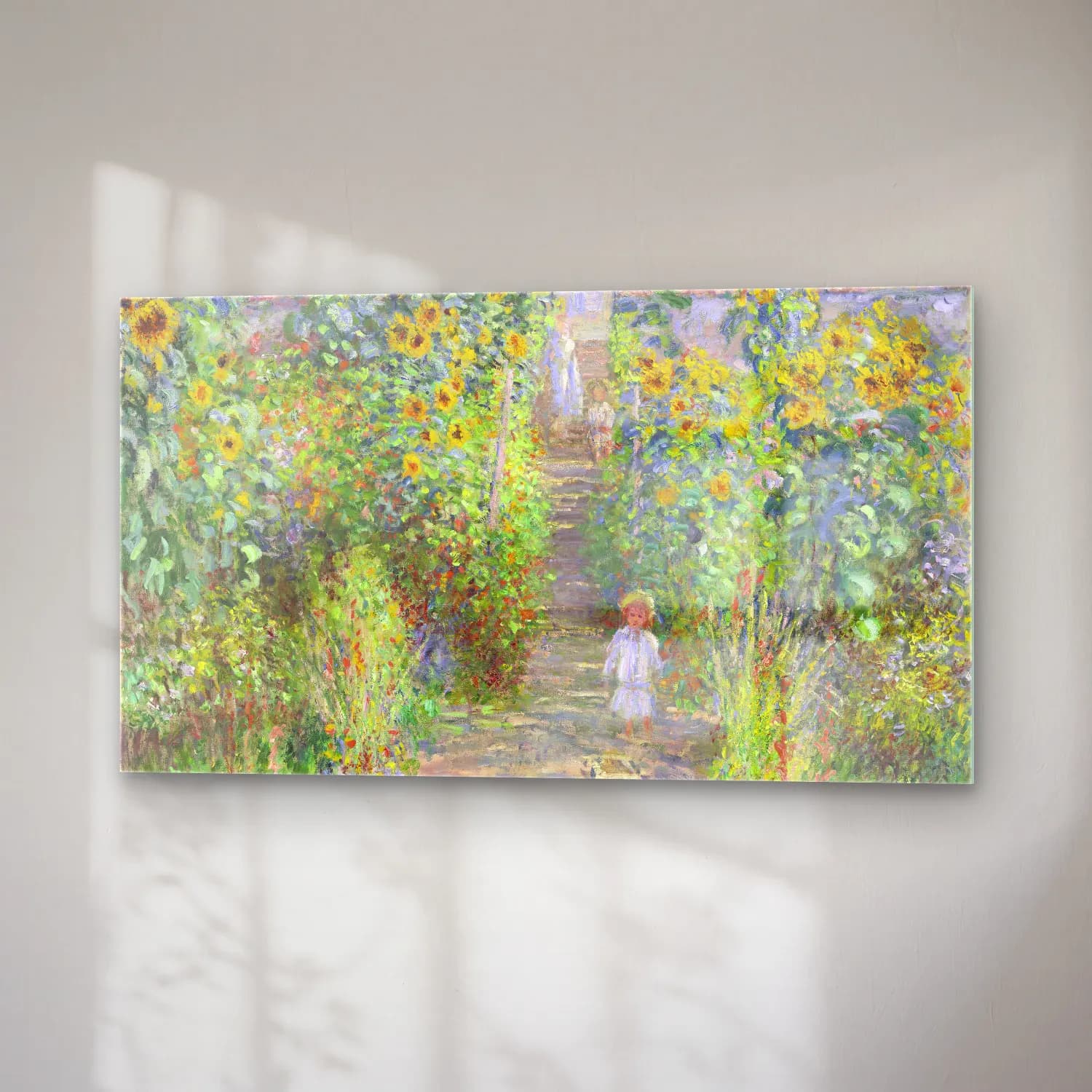 Claude Monet – The Artist‘s Garden at Vétheuil cam tablo — sağ açıdan görünüm