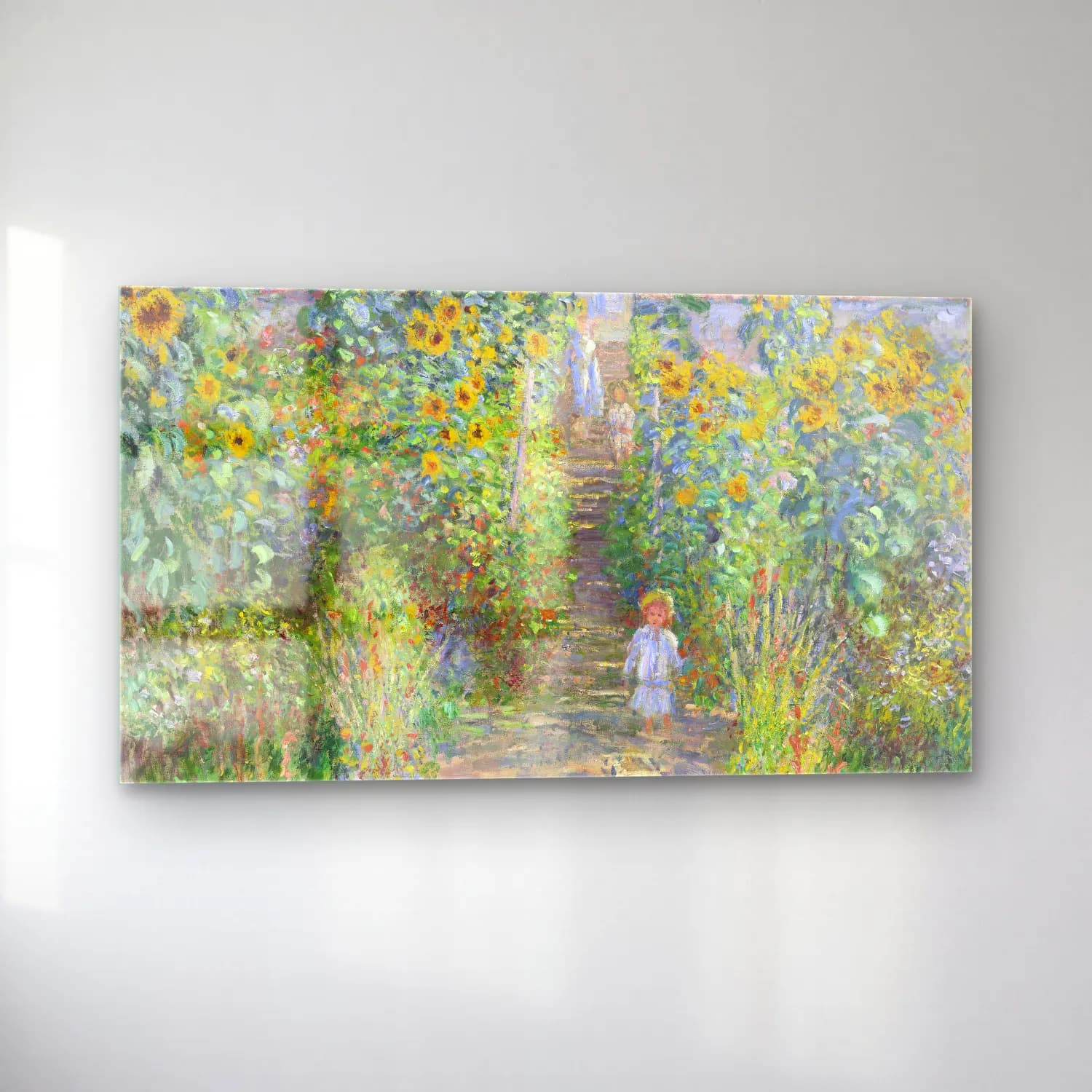 Claude Monet – The Artist‘s Garden at Vétheuil cam tablo — sol açıdan görünüm