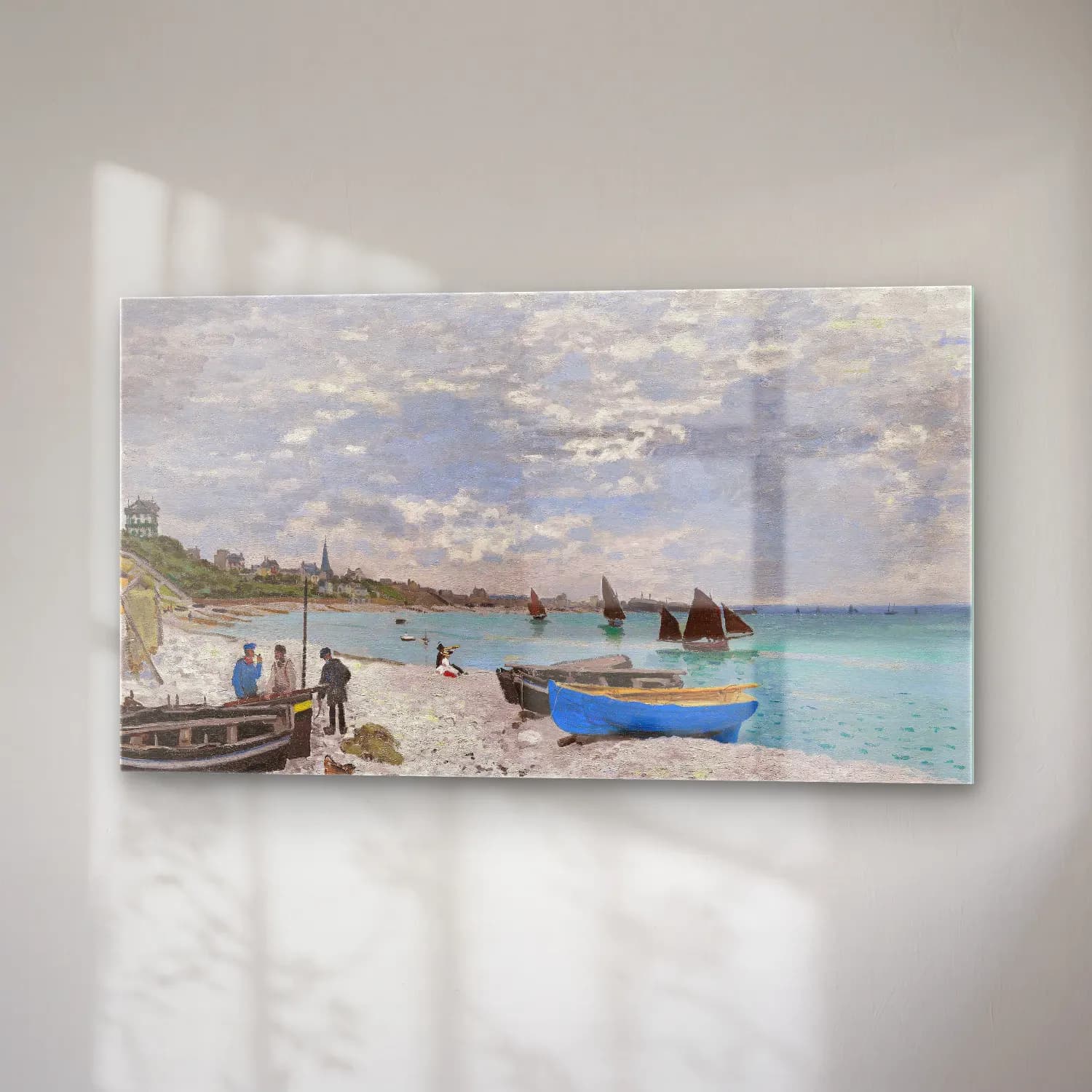 Claude Monet – The Beach at Sainte-Adresse cam tablo — sağ açıdan görünüm