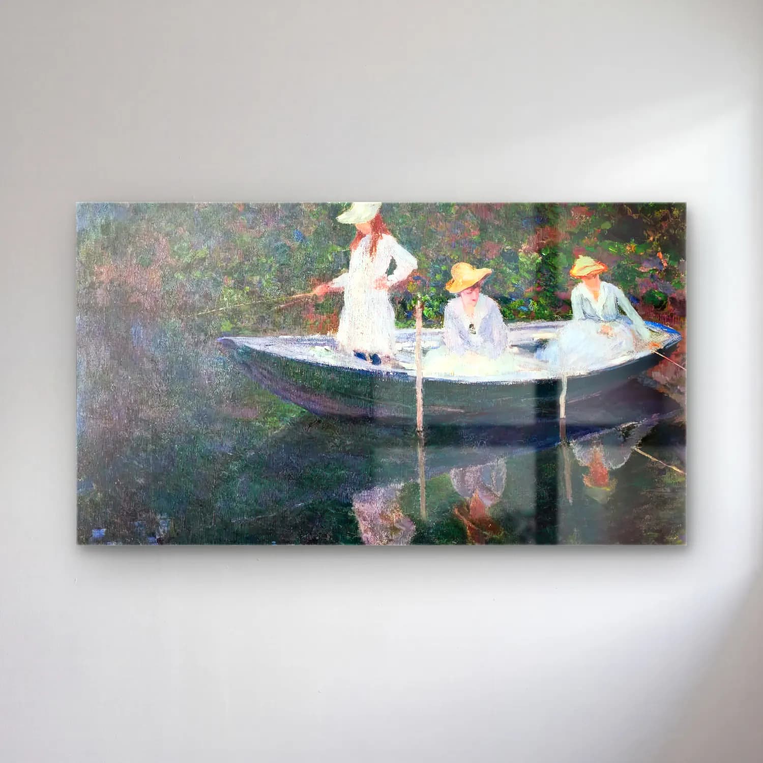Claude Monet – The Boat at Giverny cam tablo — Claude Monet – The Boat at Giverny — empresyonist nilüfer göleti