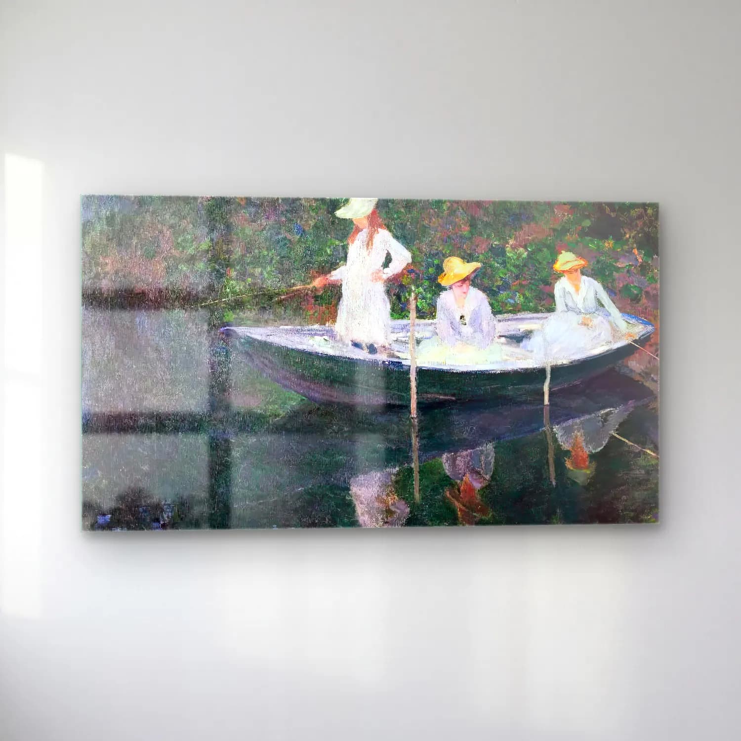 Claude Monet – The Boat at Giverny cam tablo — sol açıdan görünüm