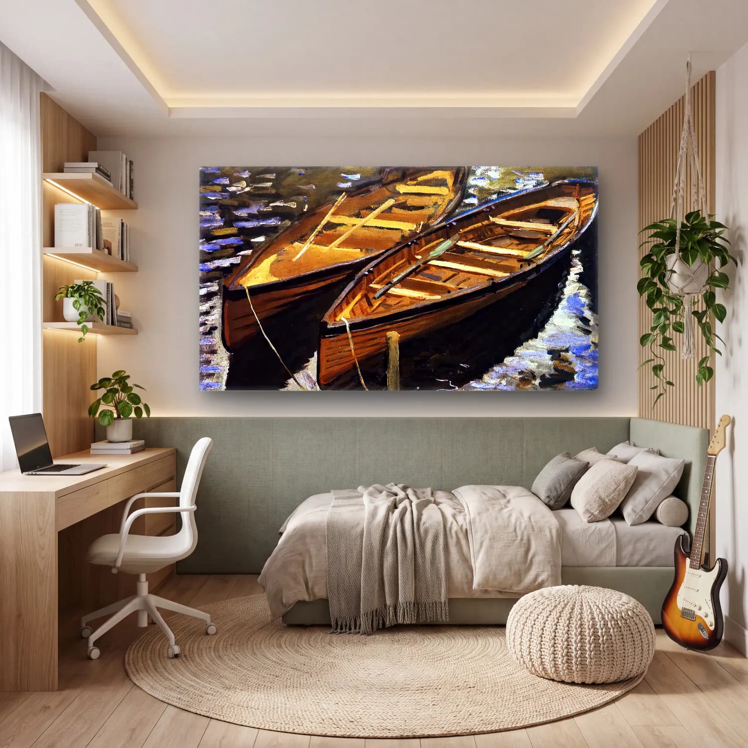 Claude Monet – The Boats cam tablo — genç odasında