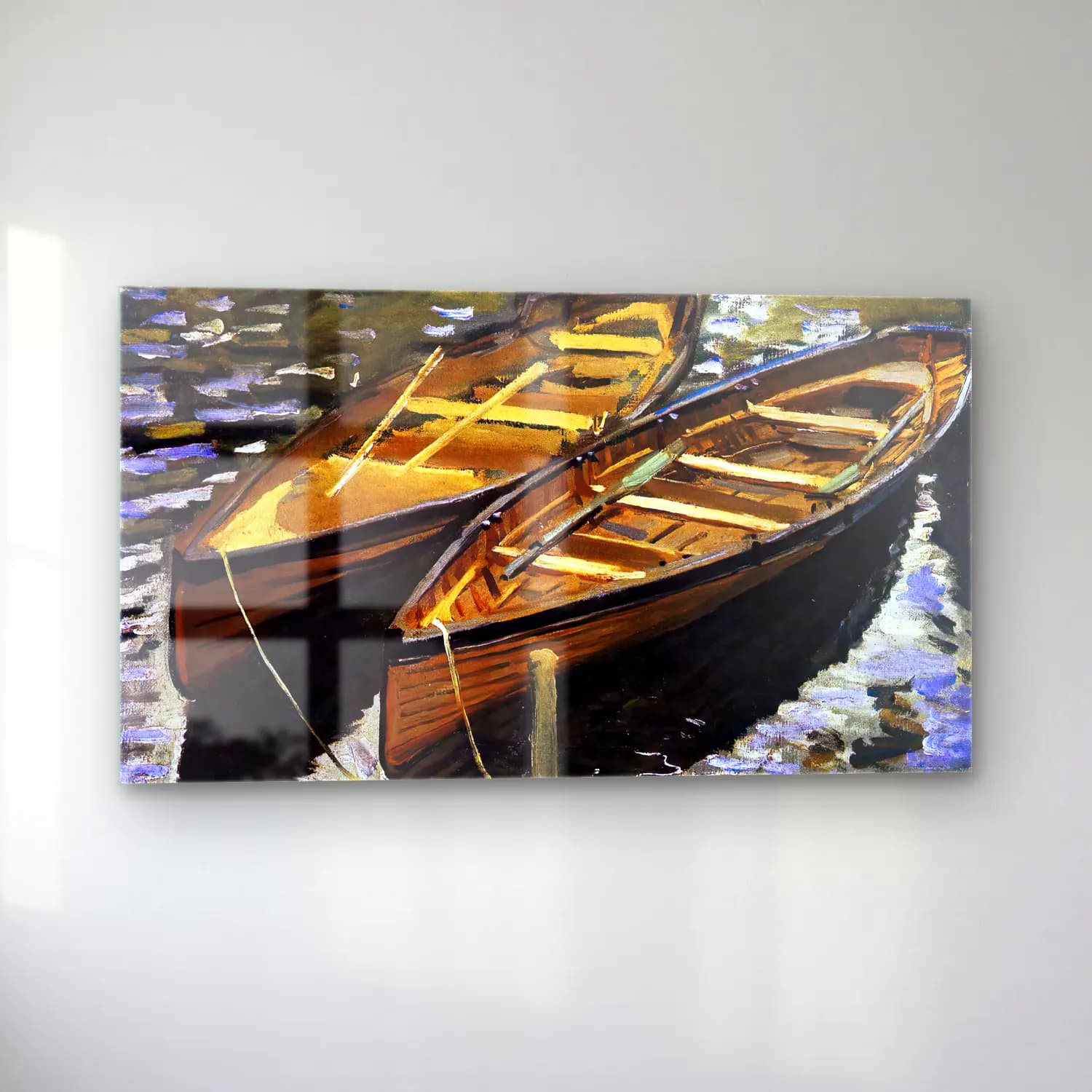 Claude Monet – The Boats cam tablo — sol açıdan görünüm