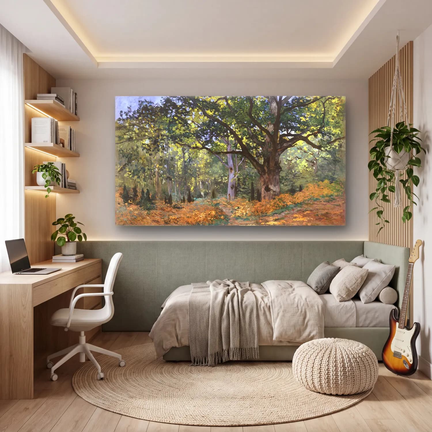 Claude Monet – The Bodmer Oak, Fontainebleau Forest cam tablo — genç odasında