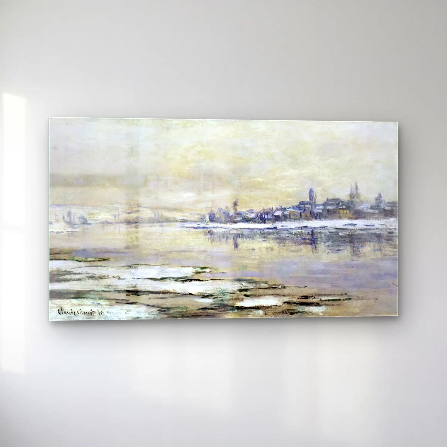 Claude Monet – The Breakup of the Ice at Lavacourt cam tablo — sol açıdan görünüm