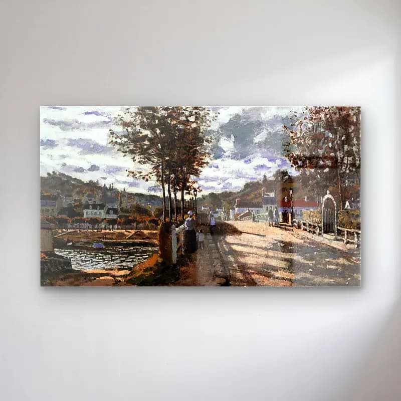 Claude Monet – The Bridge at Bougival cam tablo — Claude Monet – The Bridge at Bougival — empresyonist köy sokağı