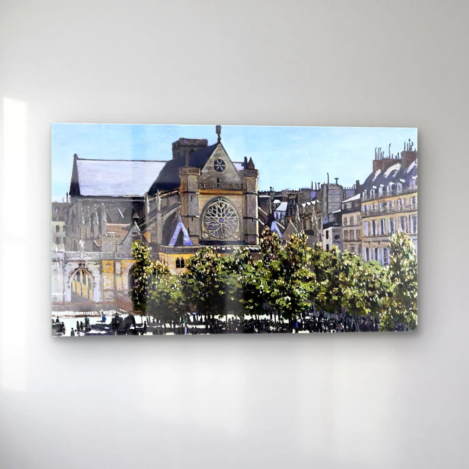Claude Monet – The Church of Saint-Germain-l Auxerrois cam tablo — sol açıdan görünüm