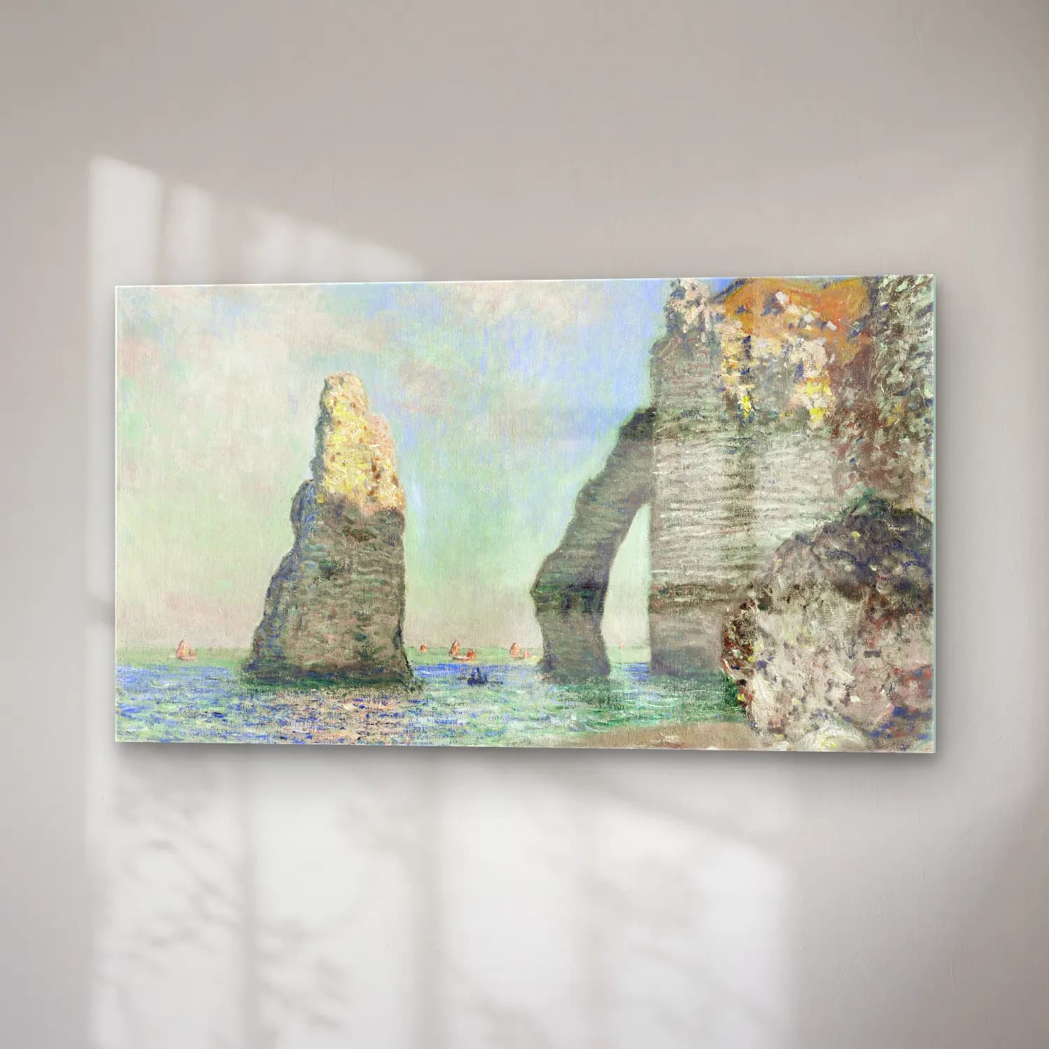 Claude Monet – The Cliffs at Étretat cam tablo — sağ açıdan görünüm