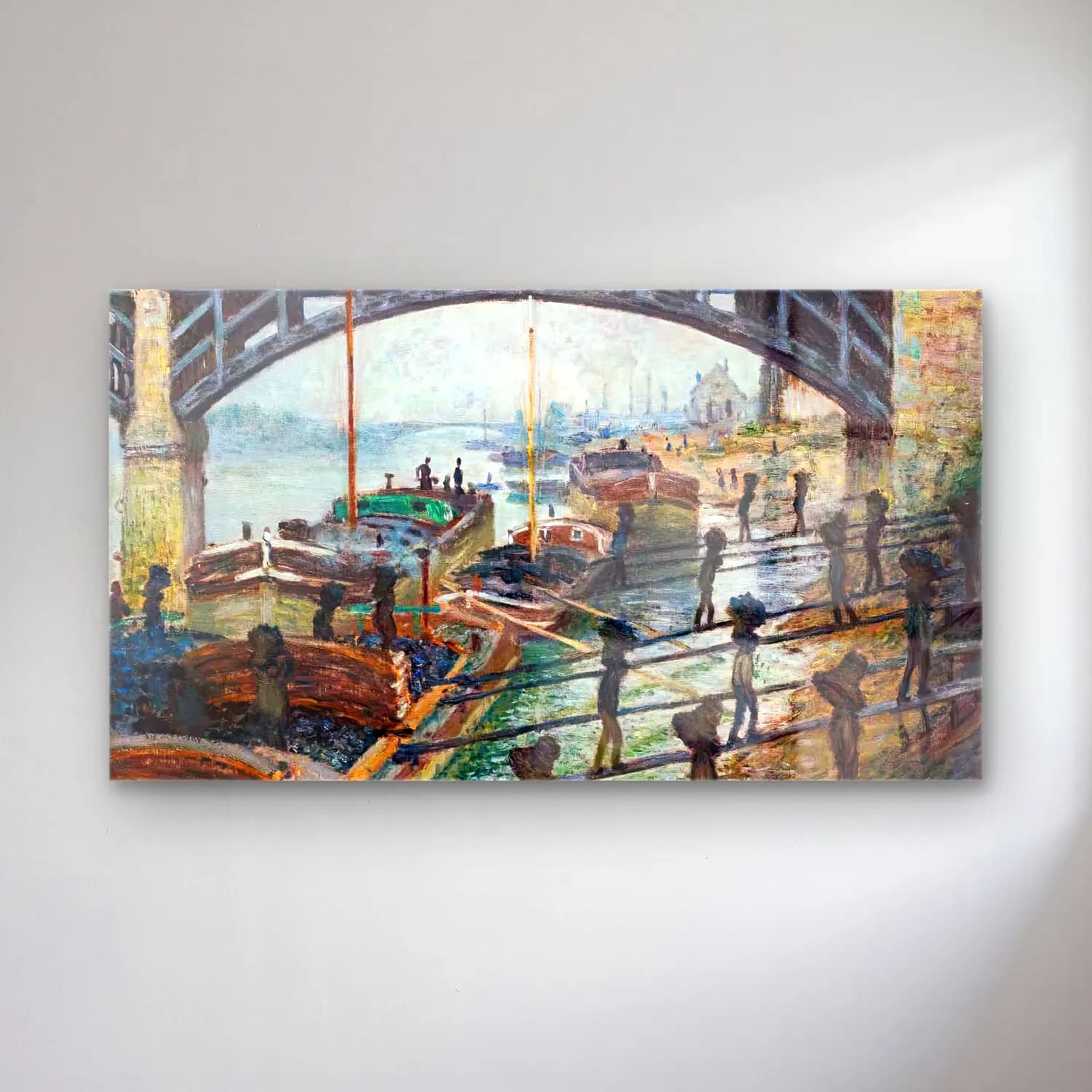 Claude Monet – The Coal Workers cam tablo — Claude Monet – The Coal Workers — empresyonist liman ve tekneler