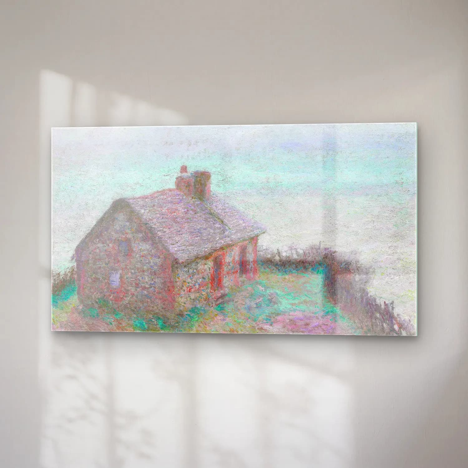 Claude Monet – The Customs House at Varengeville – Pastel Tonlar cam tablo — sağ açıdan görünüm