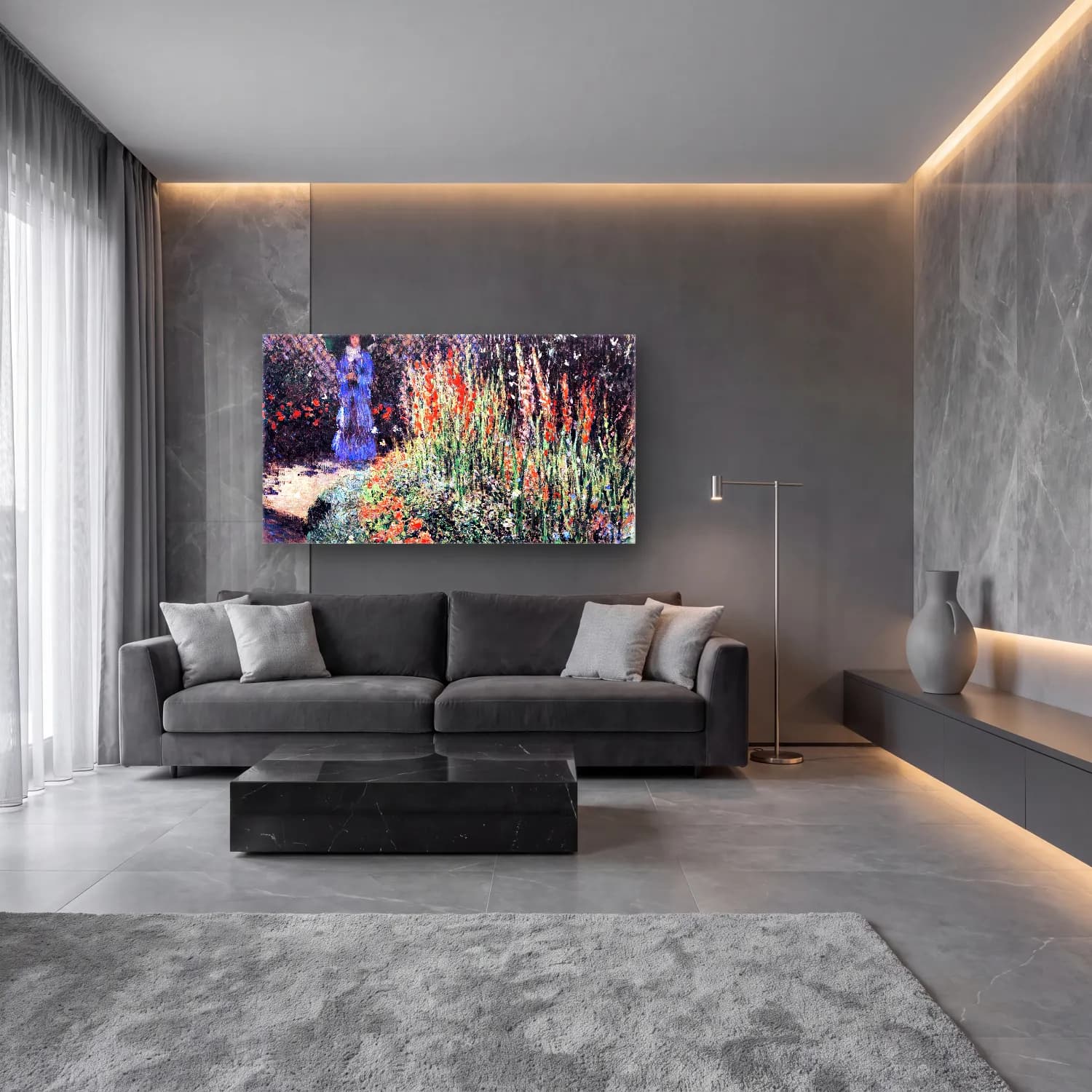 Claude Monet – The Gladioli cam tablo — lüks salon duvarında