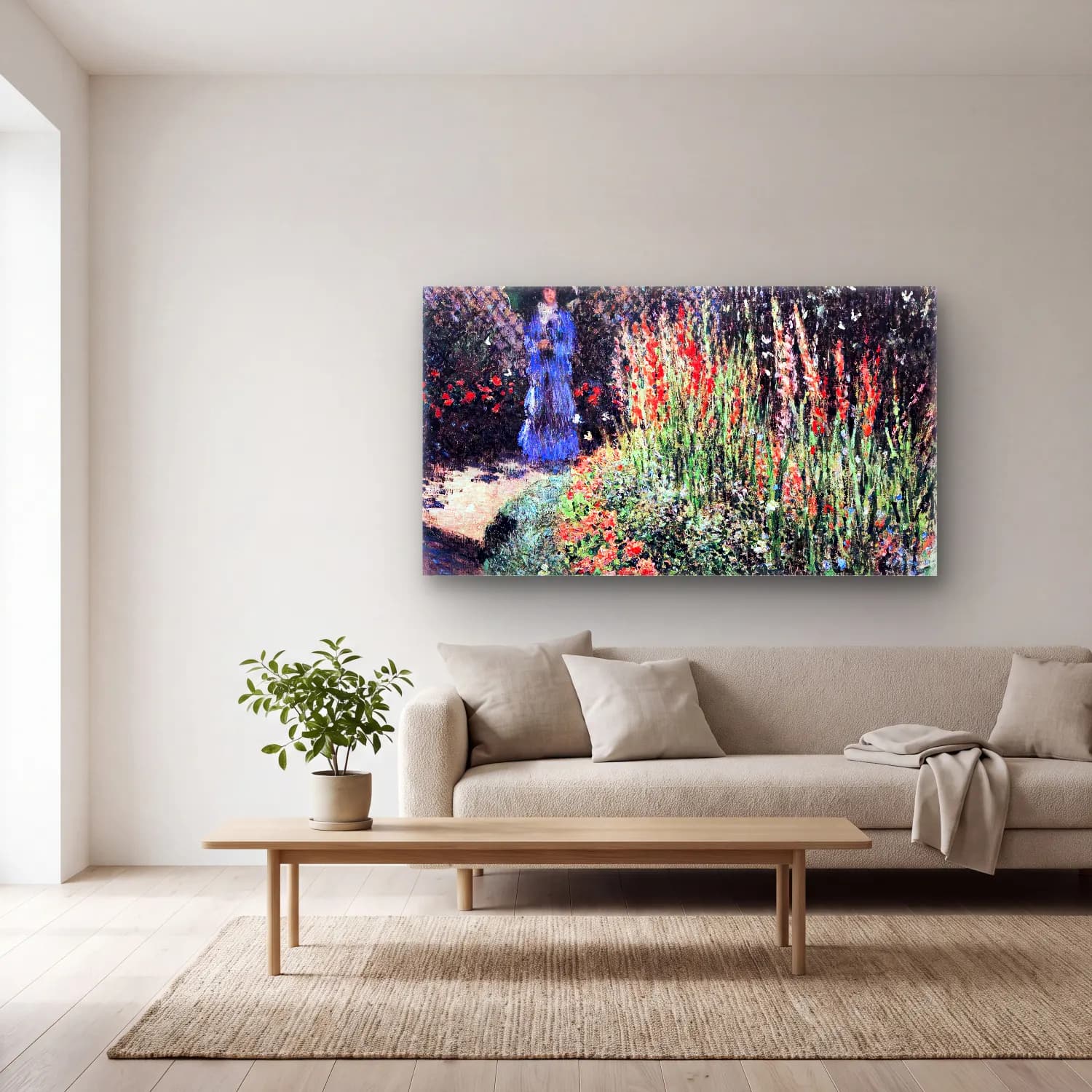 Claude Monet – The Gladioli cam tablo — açık renk salonda